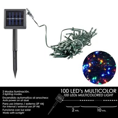LUCES NAVIDAD SOLAR 100 LEDS MULTIC