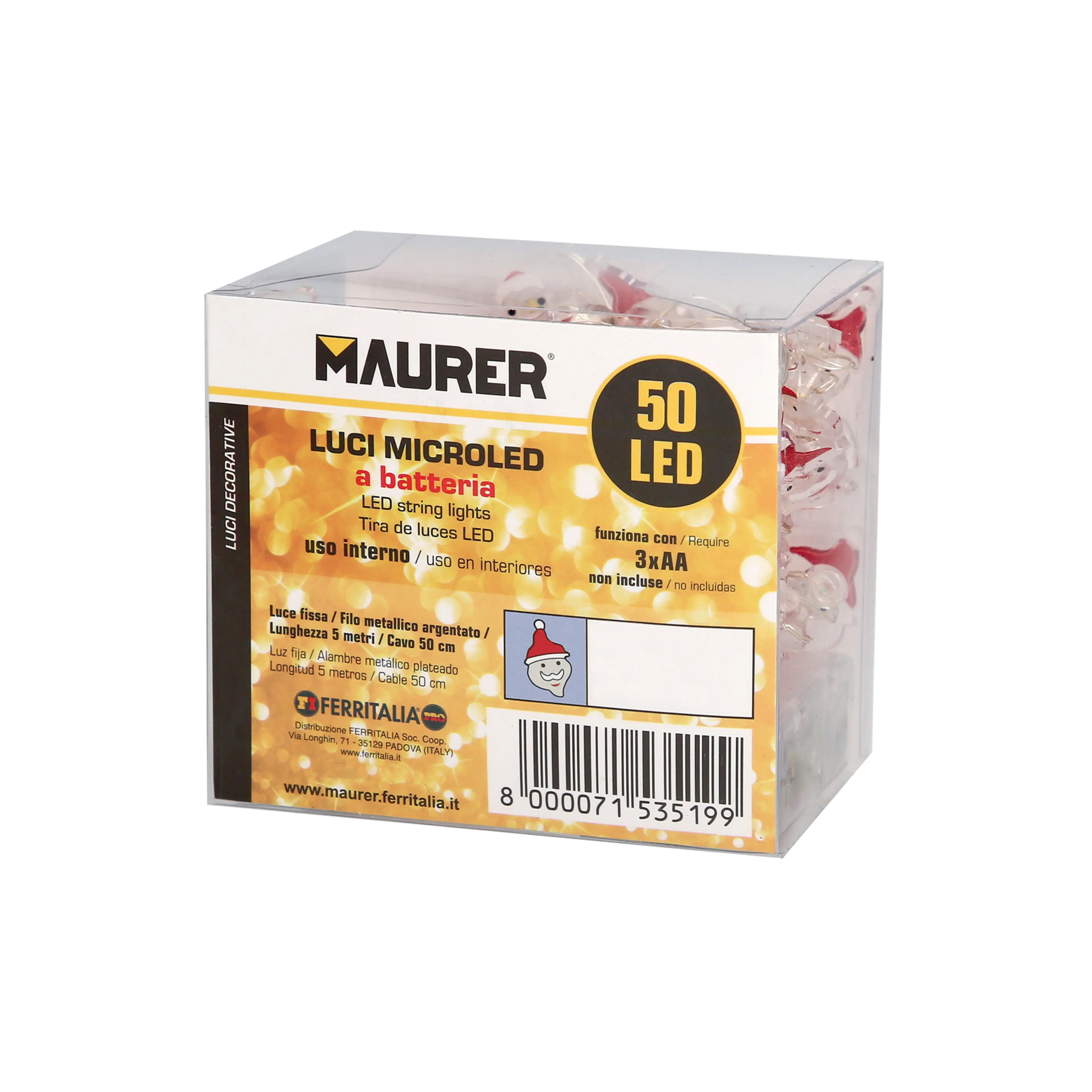 LUCES NAVIDAD A PILAS 50 LEDS PAPA 