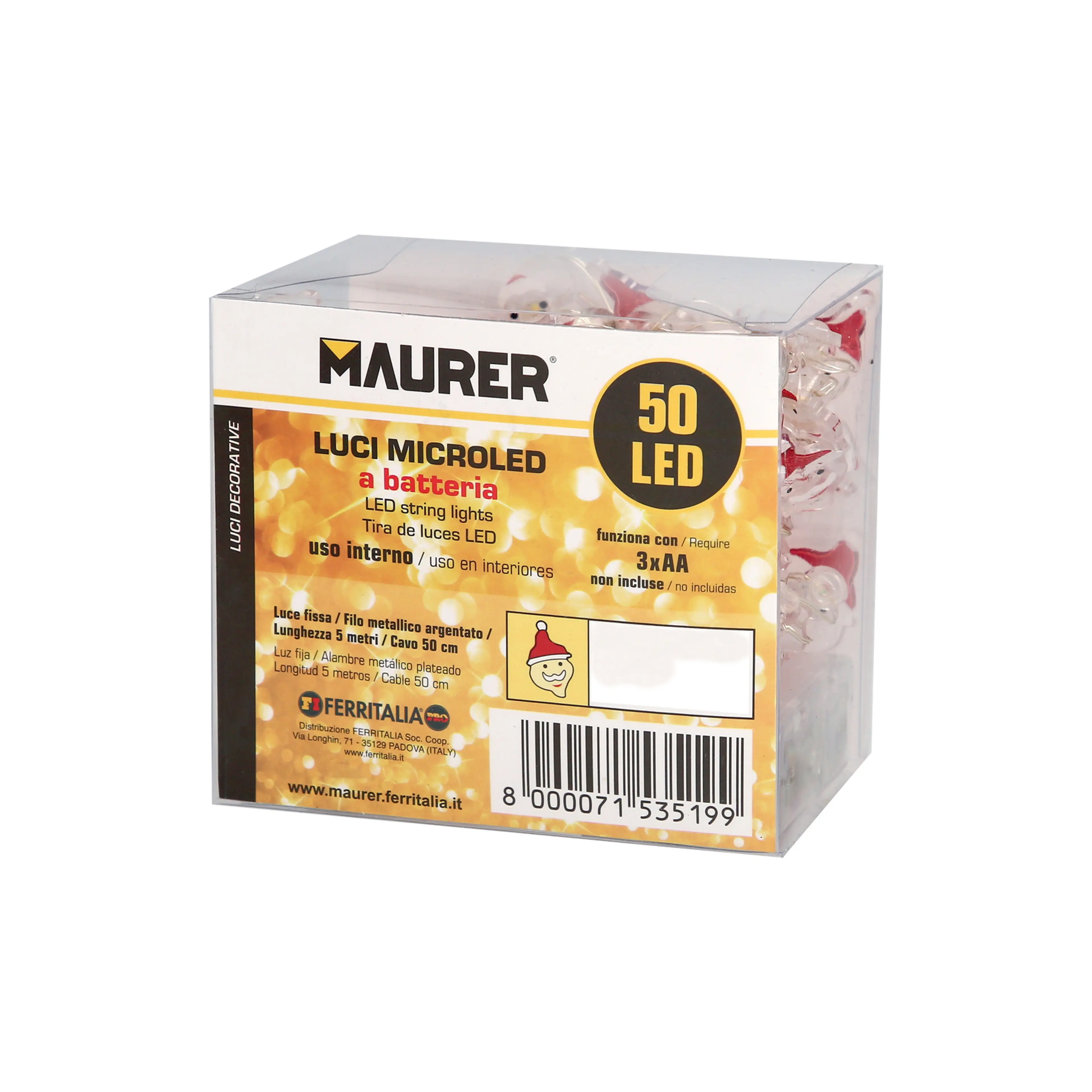 LUCES NAVIDAD A PILAS 50 LEDS PAPA 