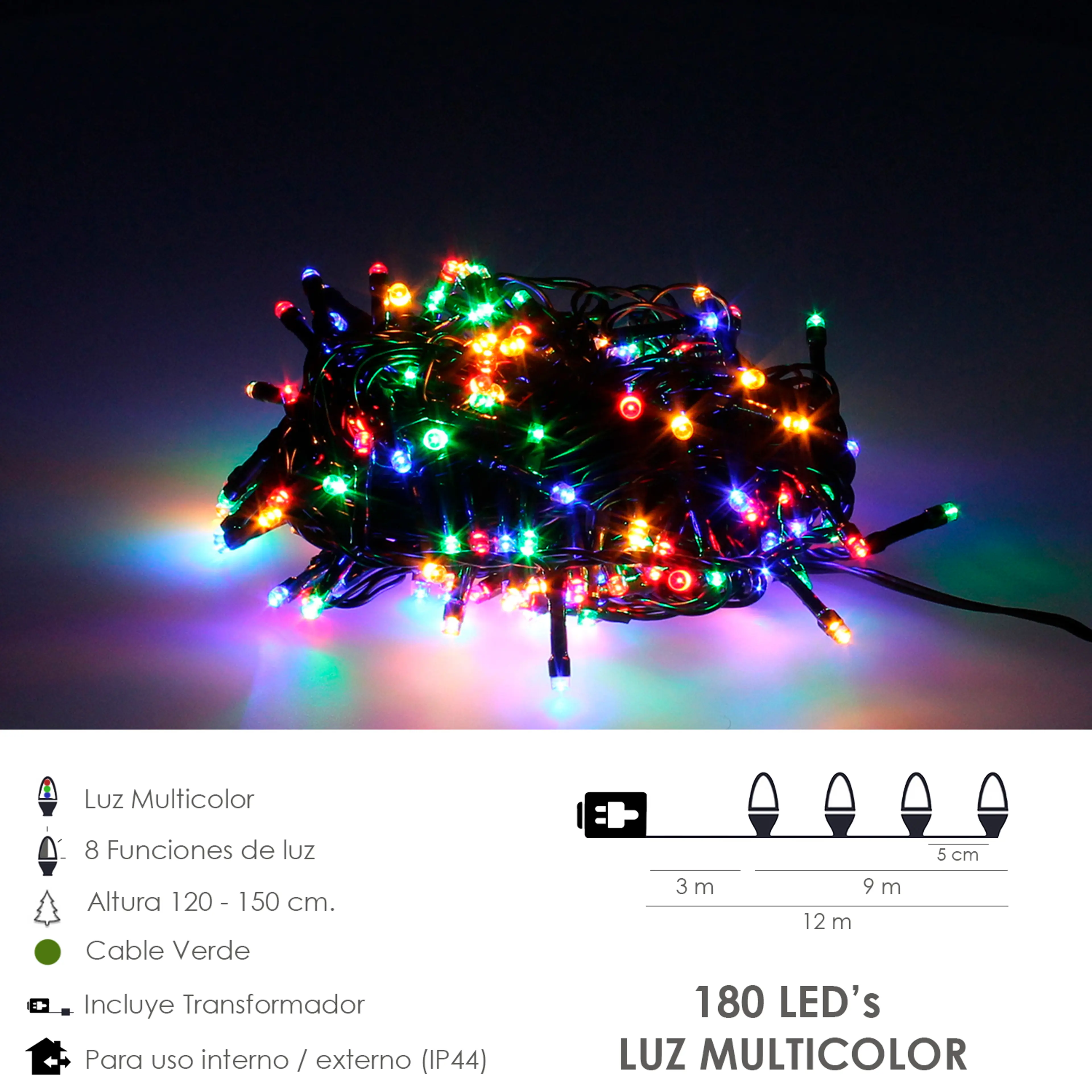 LUCES NAVIDAD 180 LEDS MULTICOLOR I