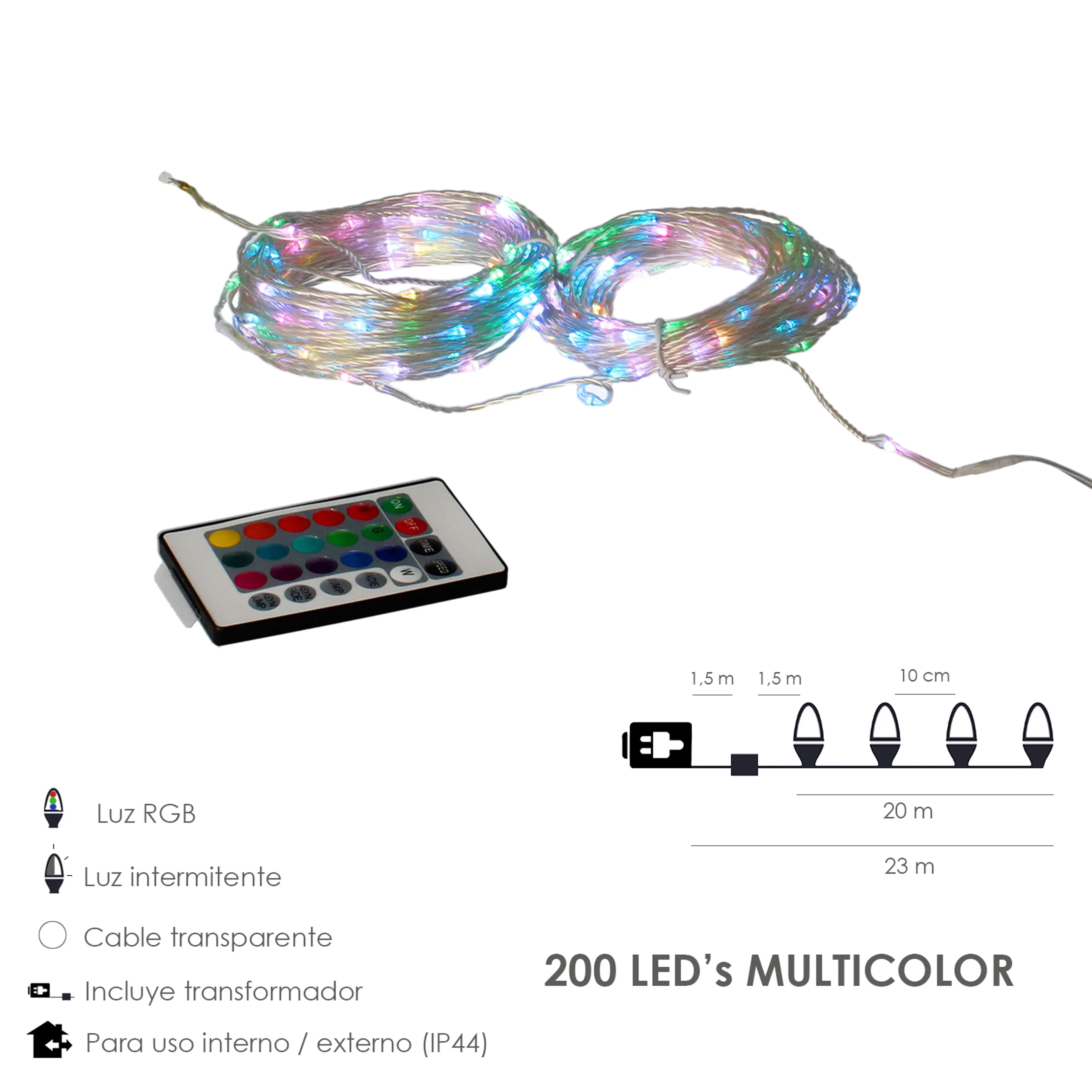 LUCES NAVIDAD 200 LEDS MULTICOLOR R