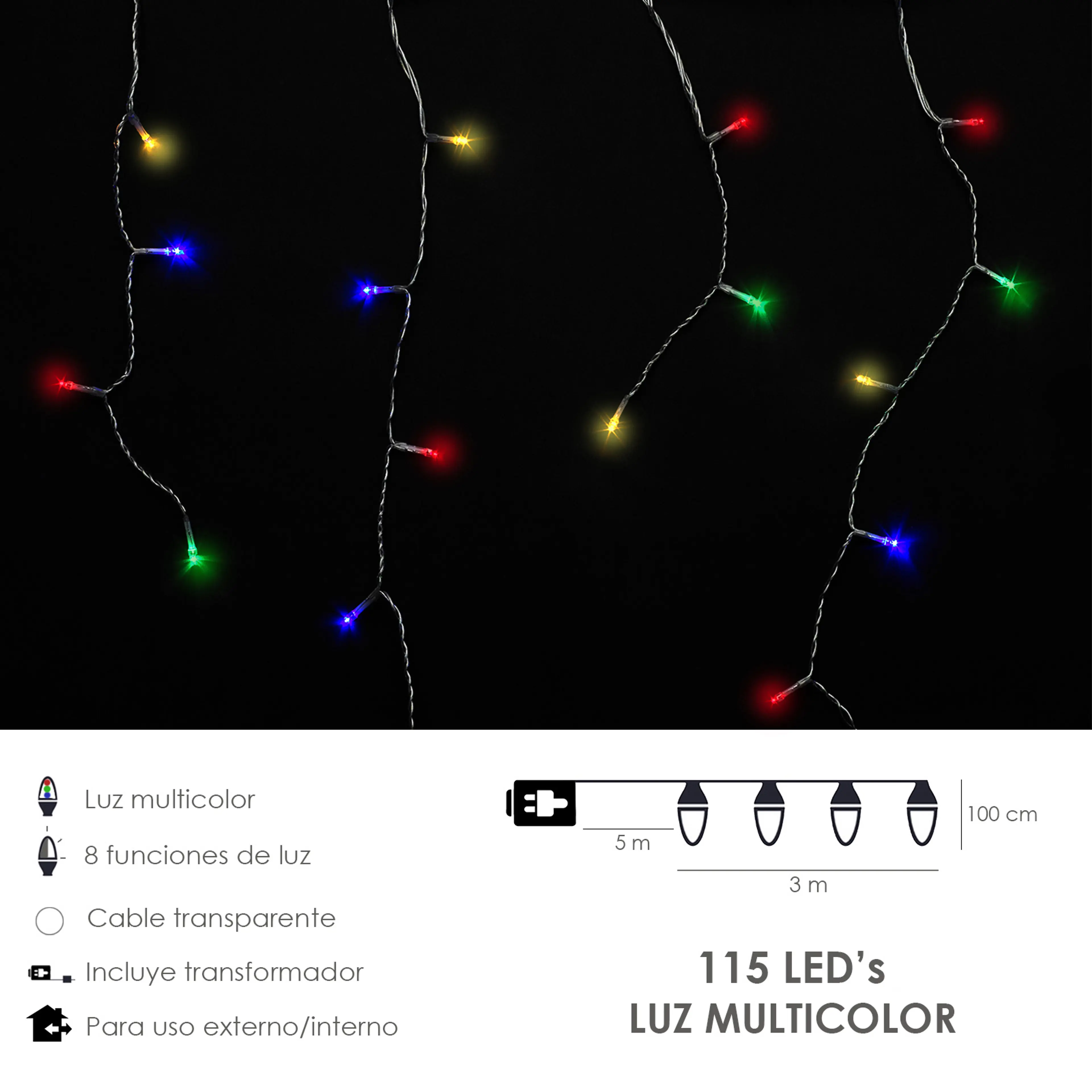LUCES NAVIDAD CORTINA 3X1 METROS 11