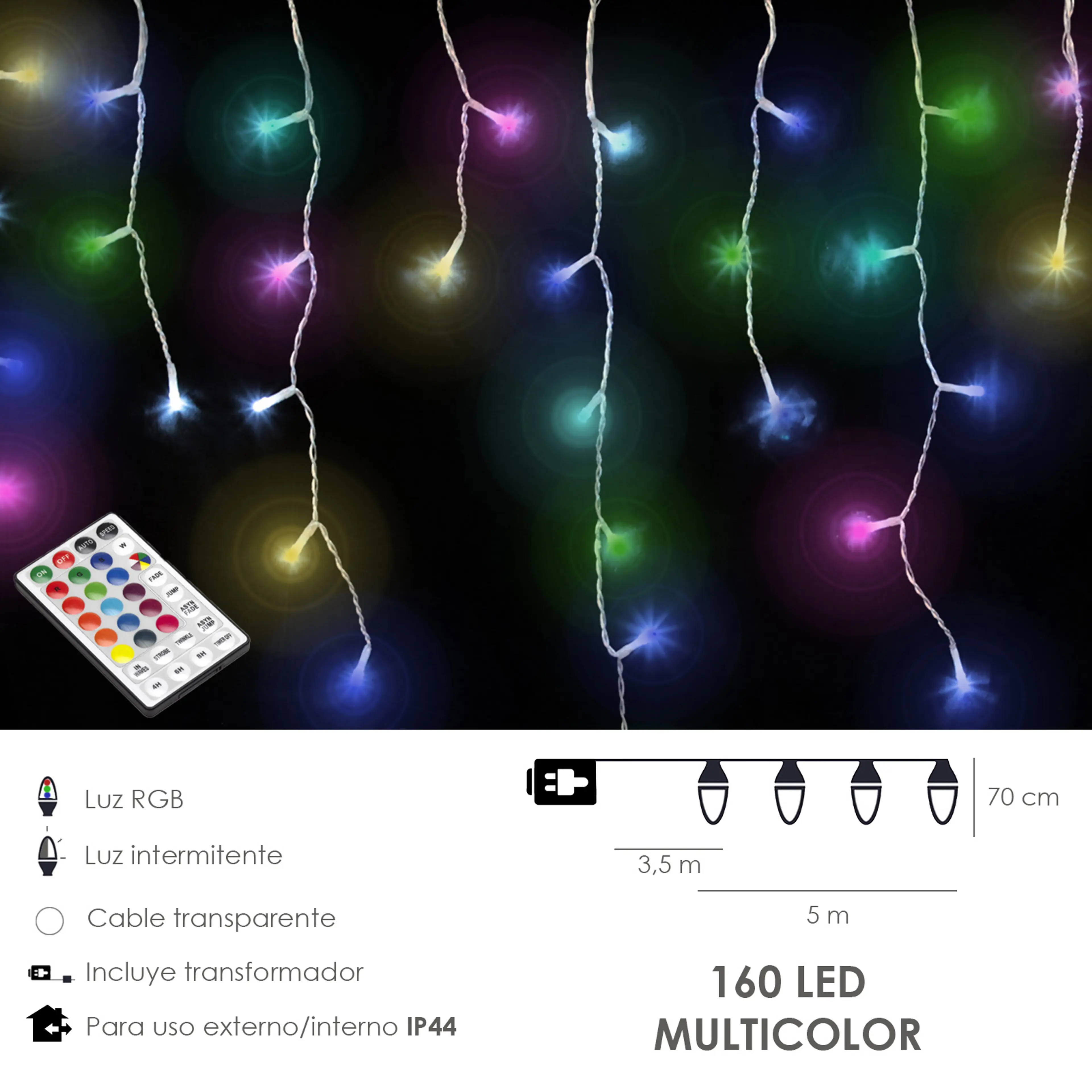 LUCES NAVIDAD REGULABLES CORTINA 5X