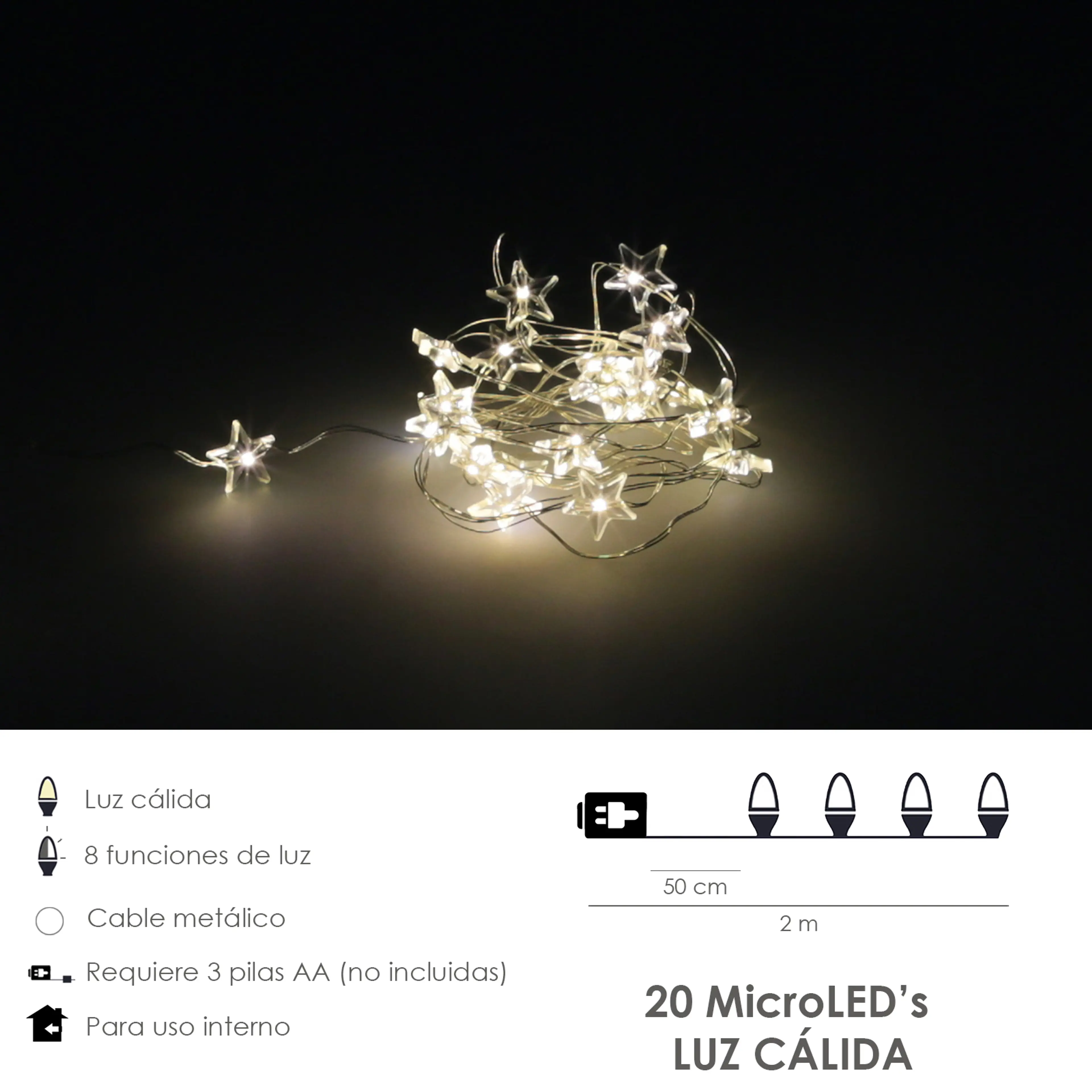 LUCES NAVIDAD ESTRELLAS 20 LEDS COL