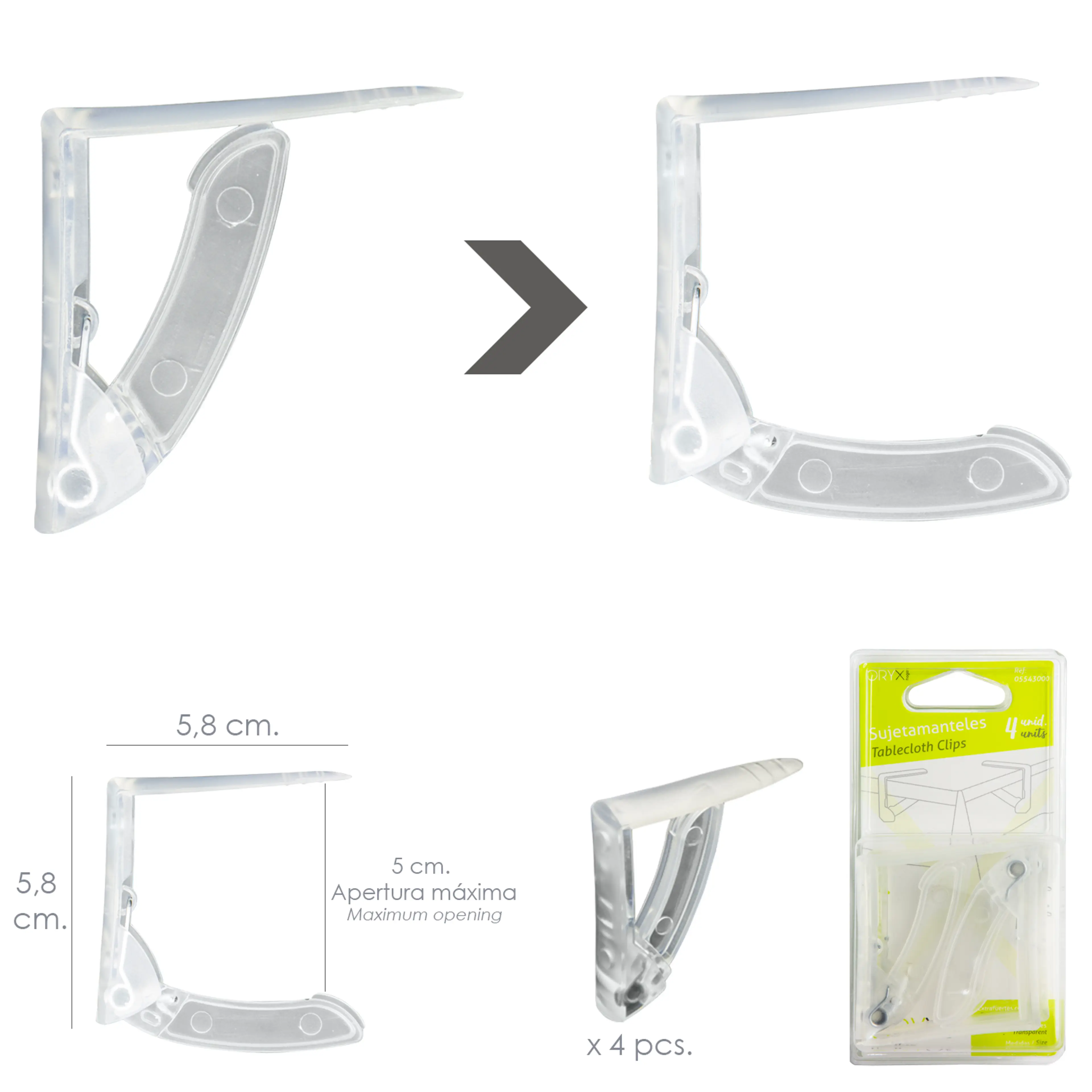 SUJETA MANTELES TRANSPARENTES CON M