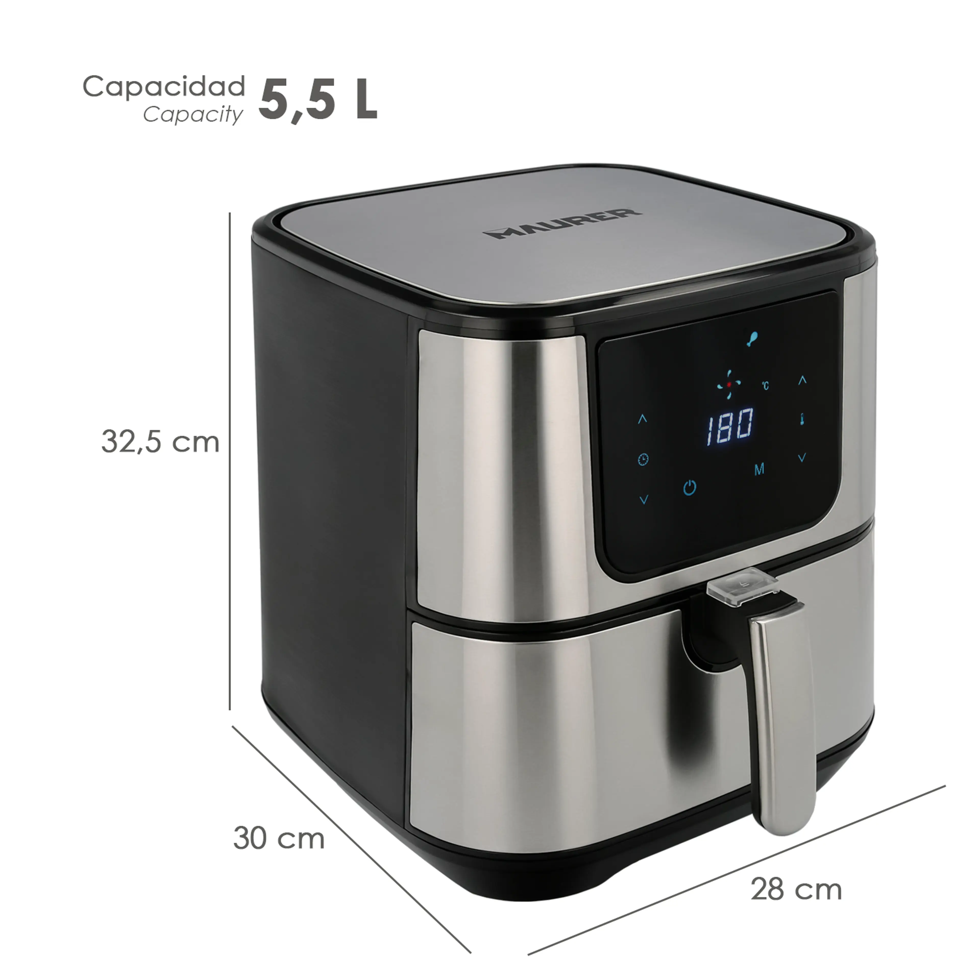 FREIDORA DE AIRE 1800 W. CAPACIDAD 