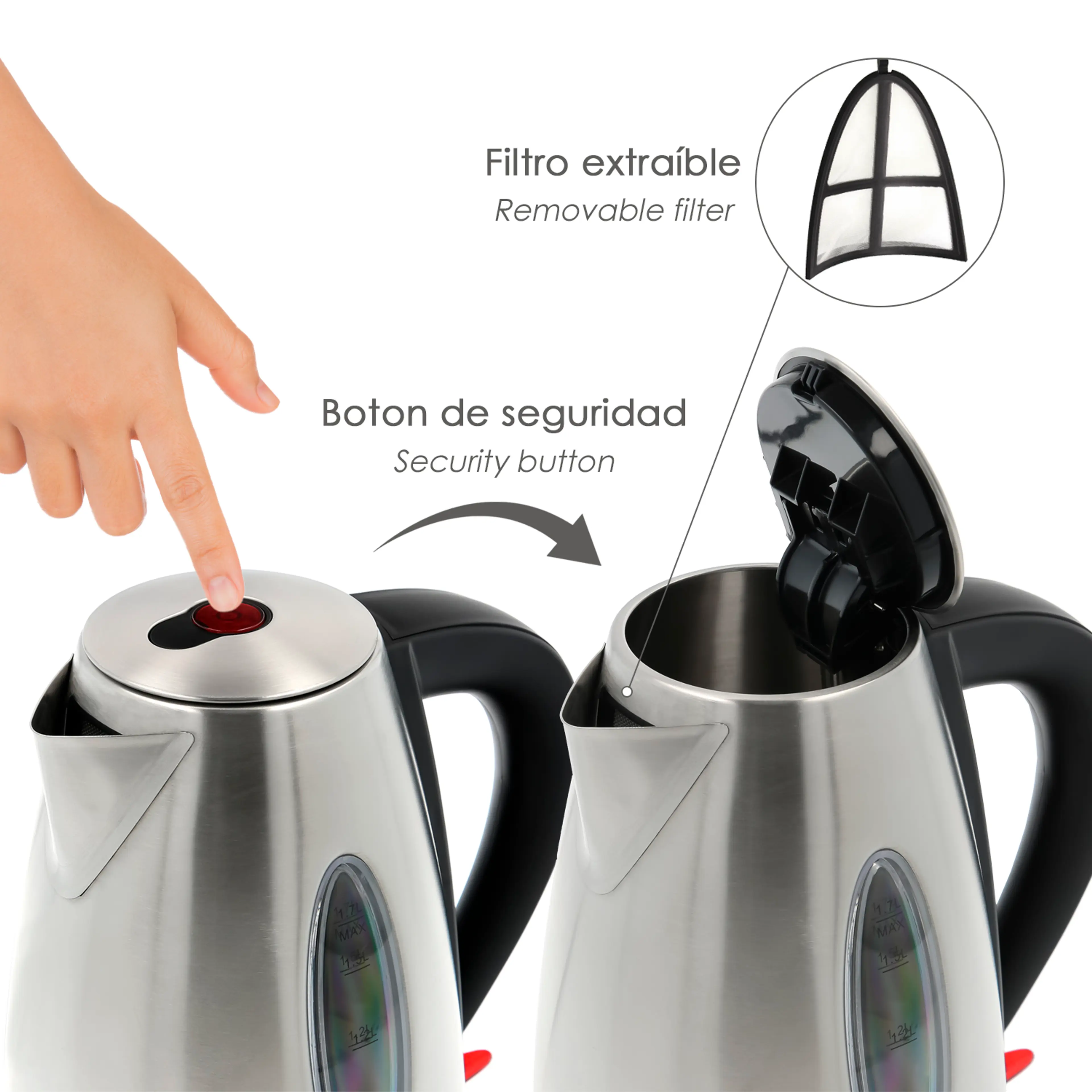 HERVIDOR DE AGUA 1,7 LITROS. 2200 W