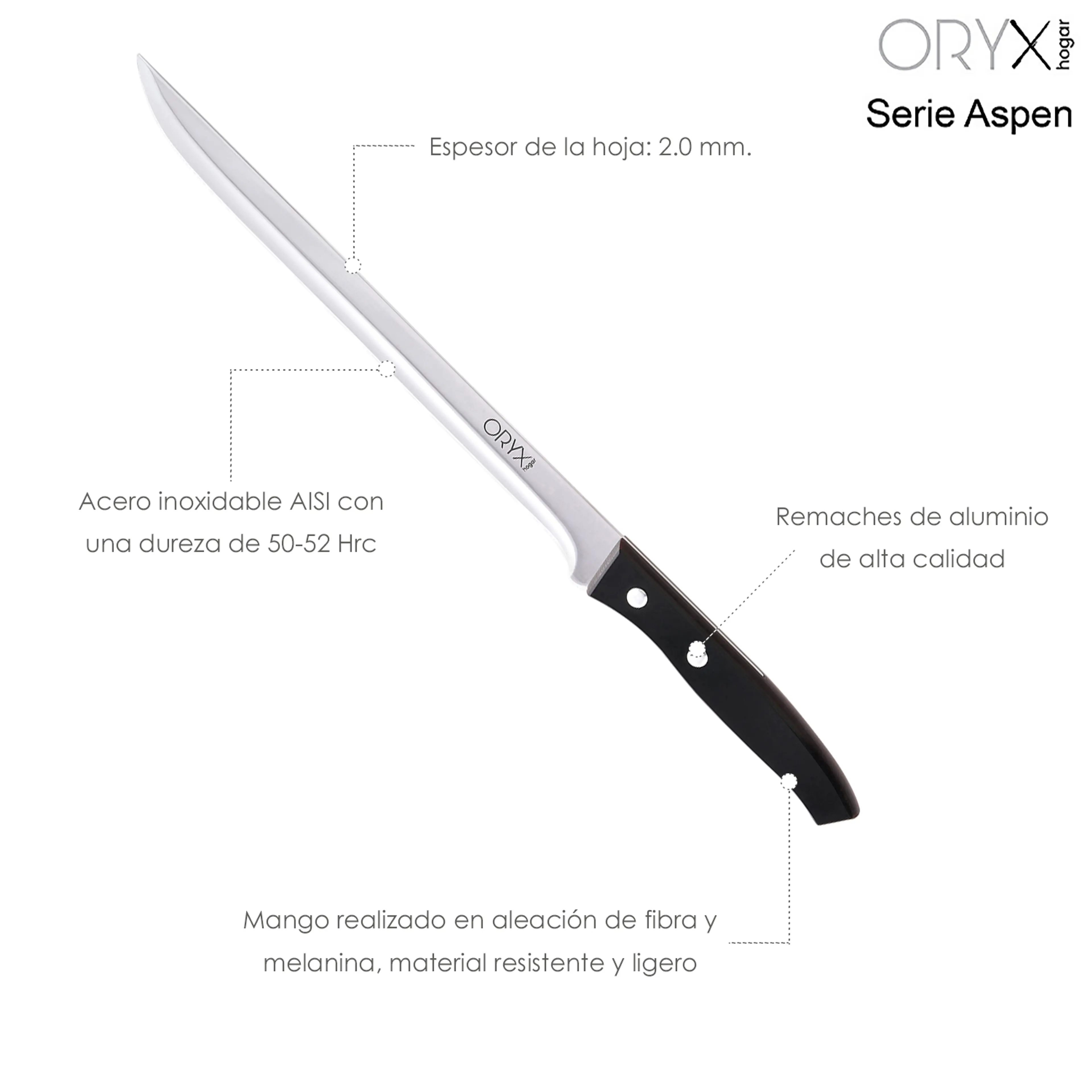 CUCHILLO ASPEN JAMONERO HOJA ACERO 