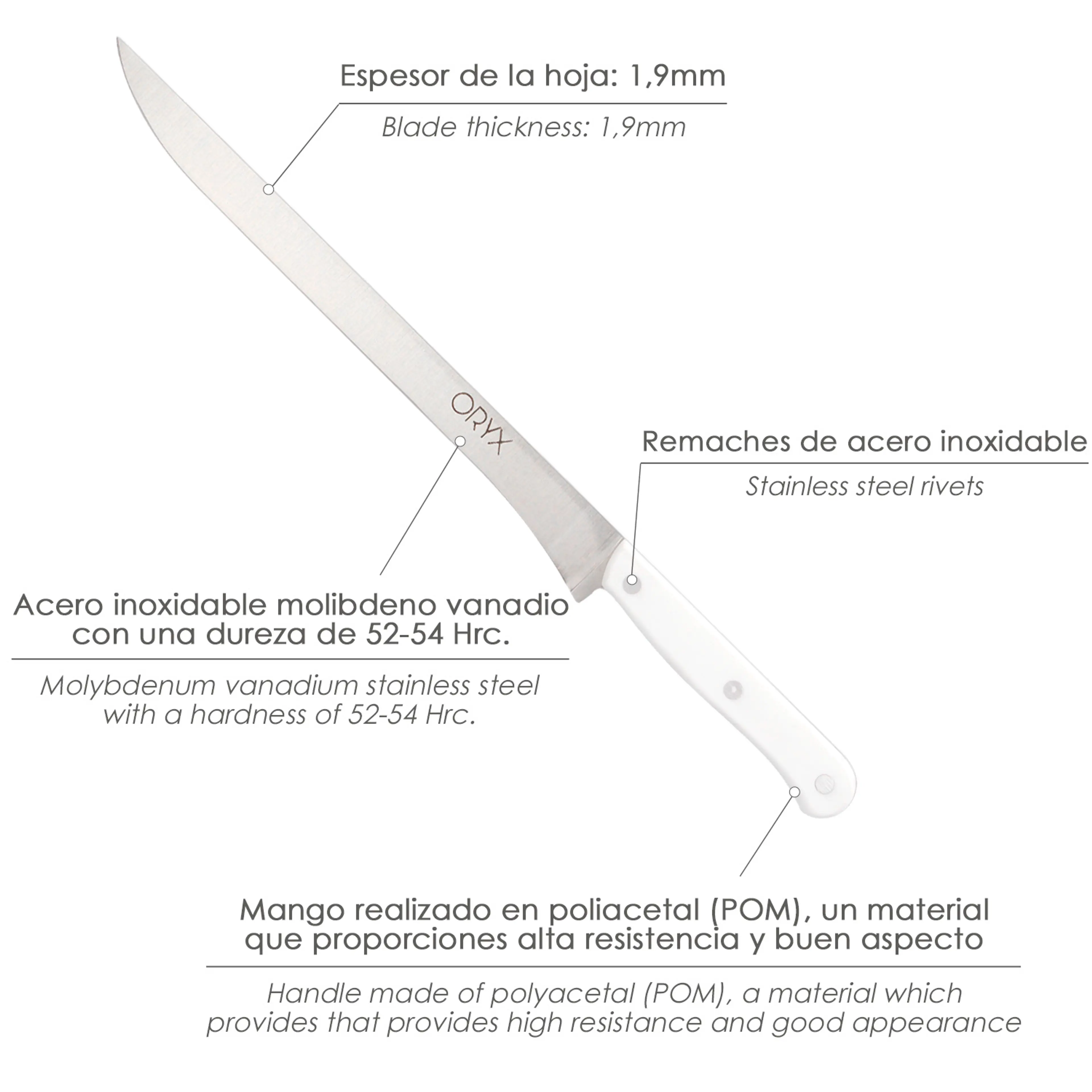 CUCHILLO HUSKY JAMONERO 25 CM. HOJA