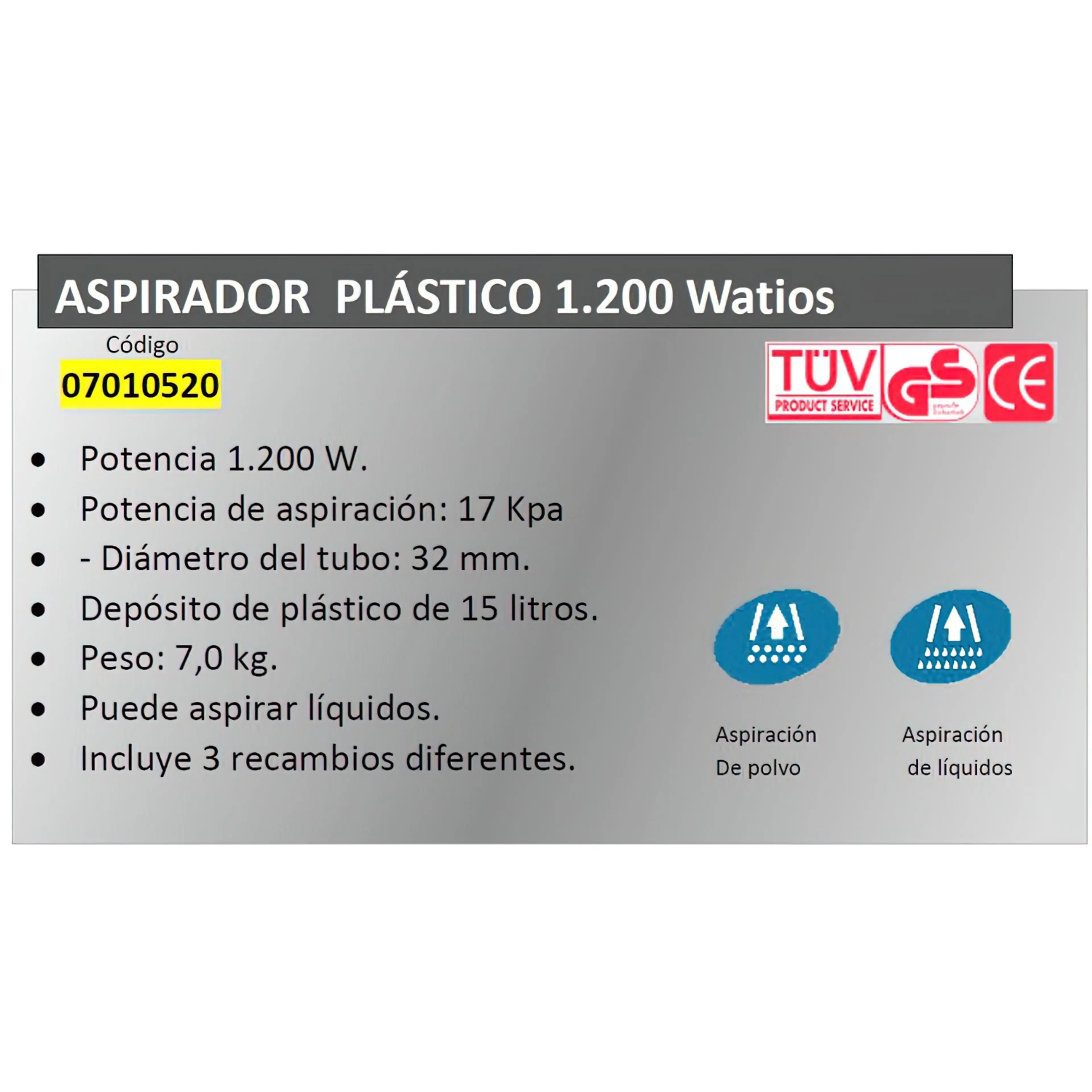 ASPIRADOR  YAMATO  PLASTICO 15 LITR