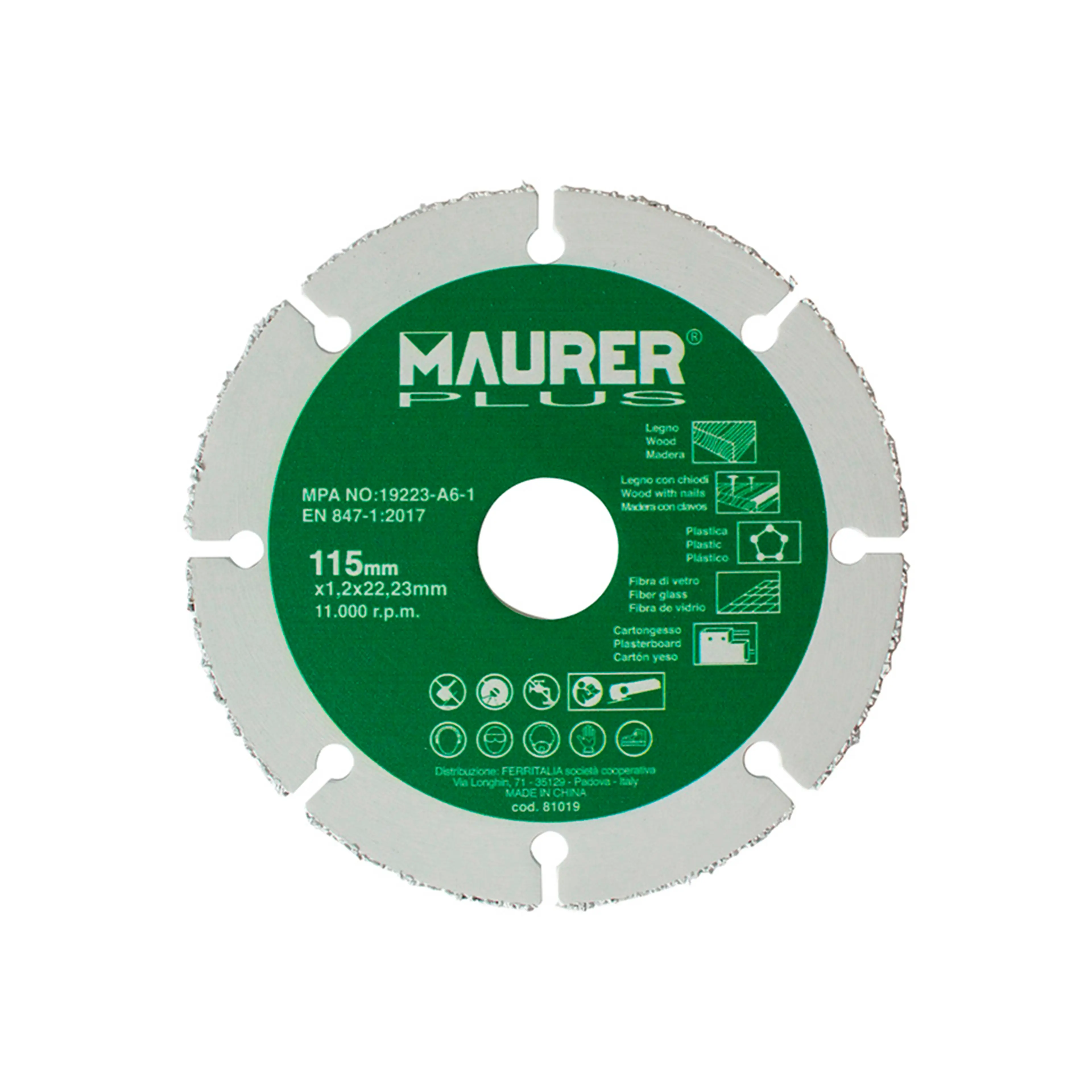 DISCO CORTE MADERA / PLASTICO Ø 115