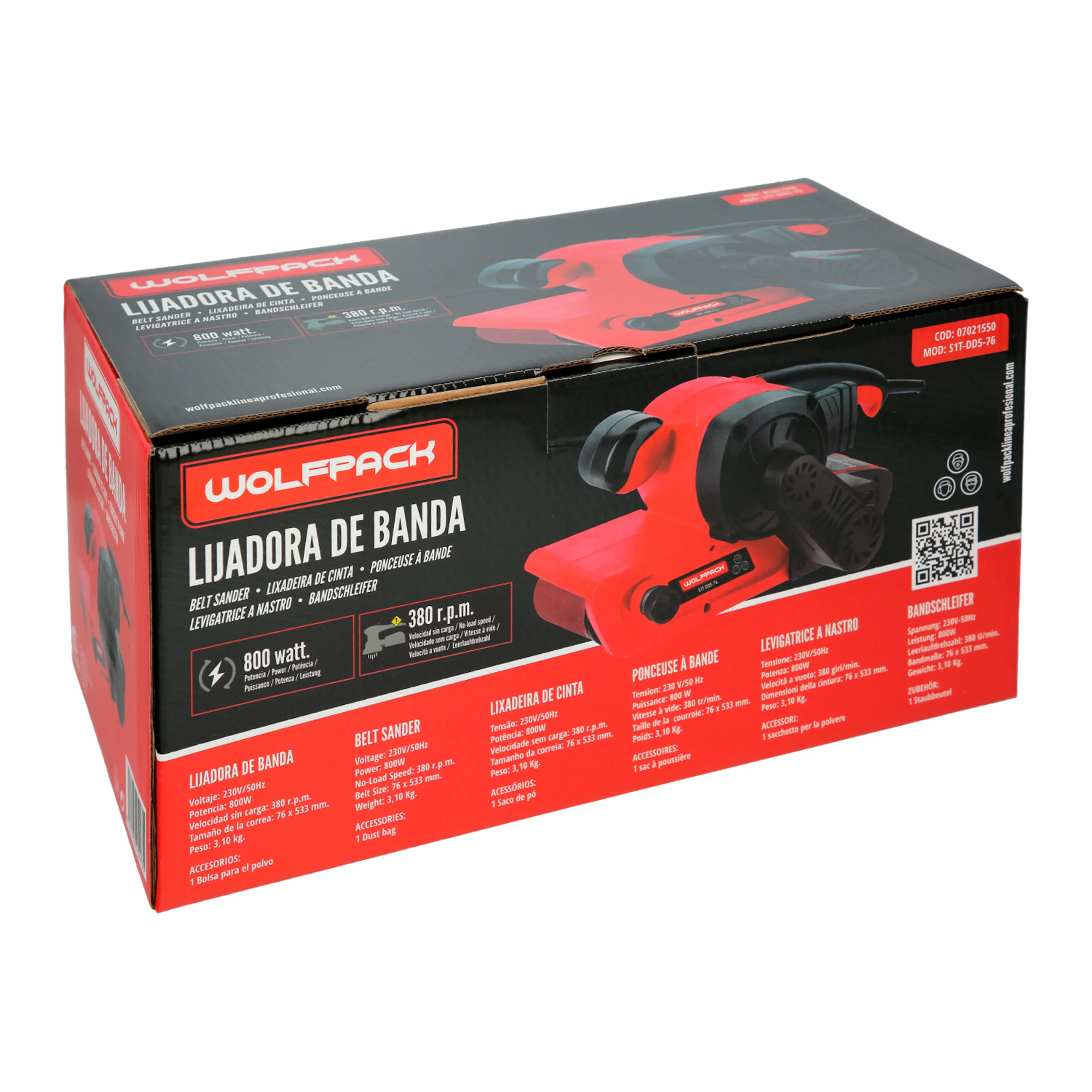 LIJADORA DE BANDA 800 WATT. CON BOL