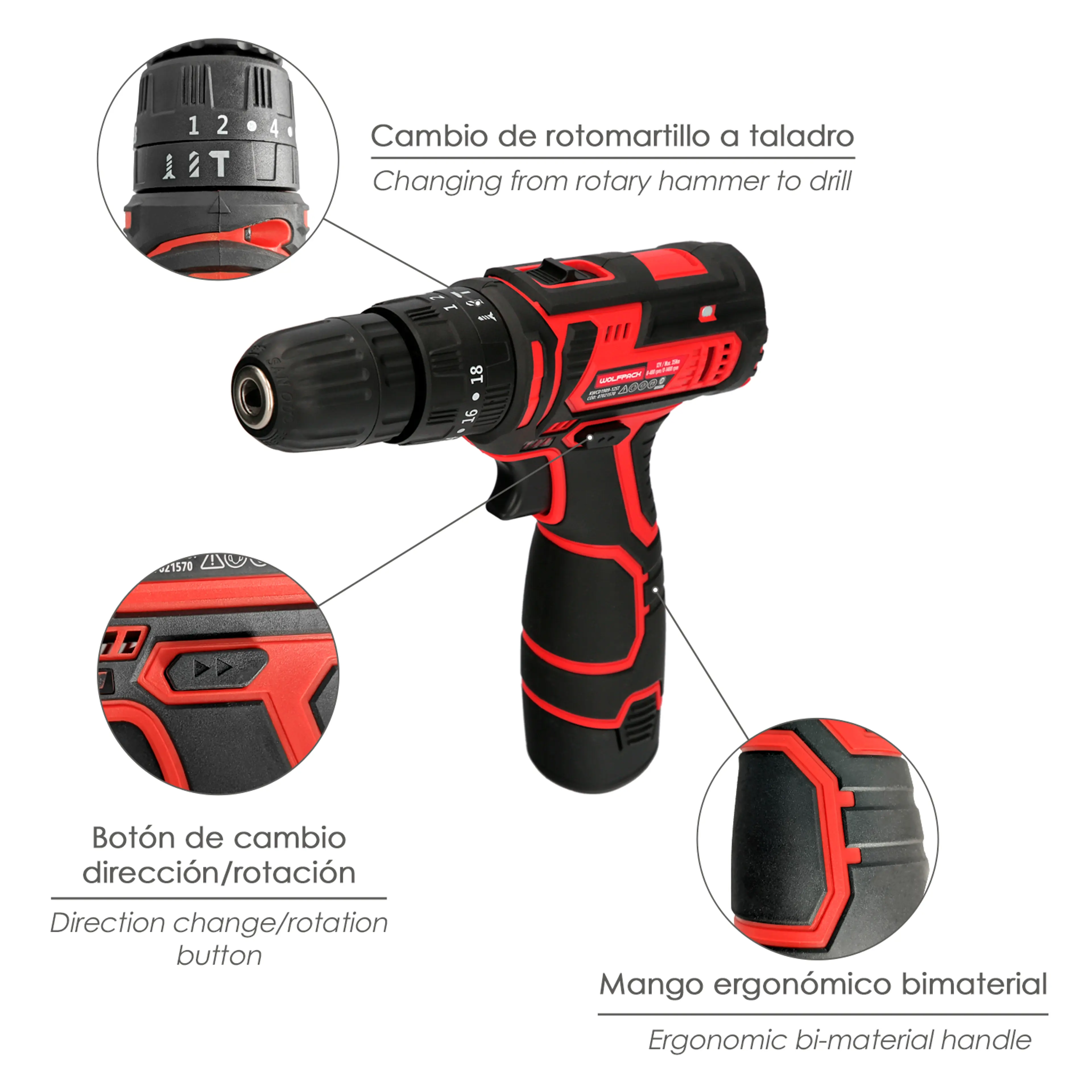 TALADRO ATORNILLADOR 12 V. CON 2 VE