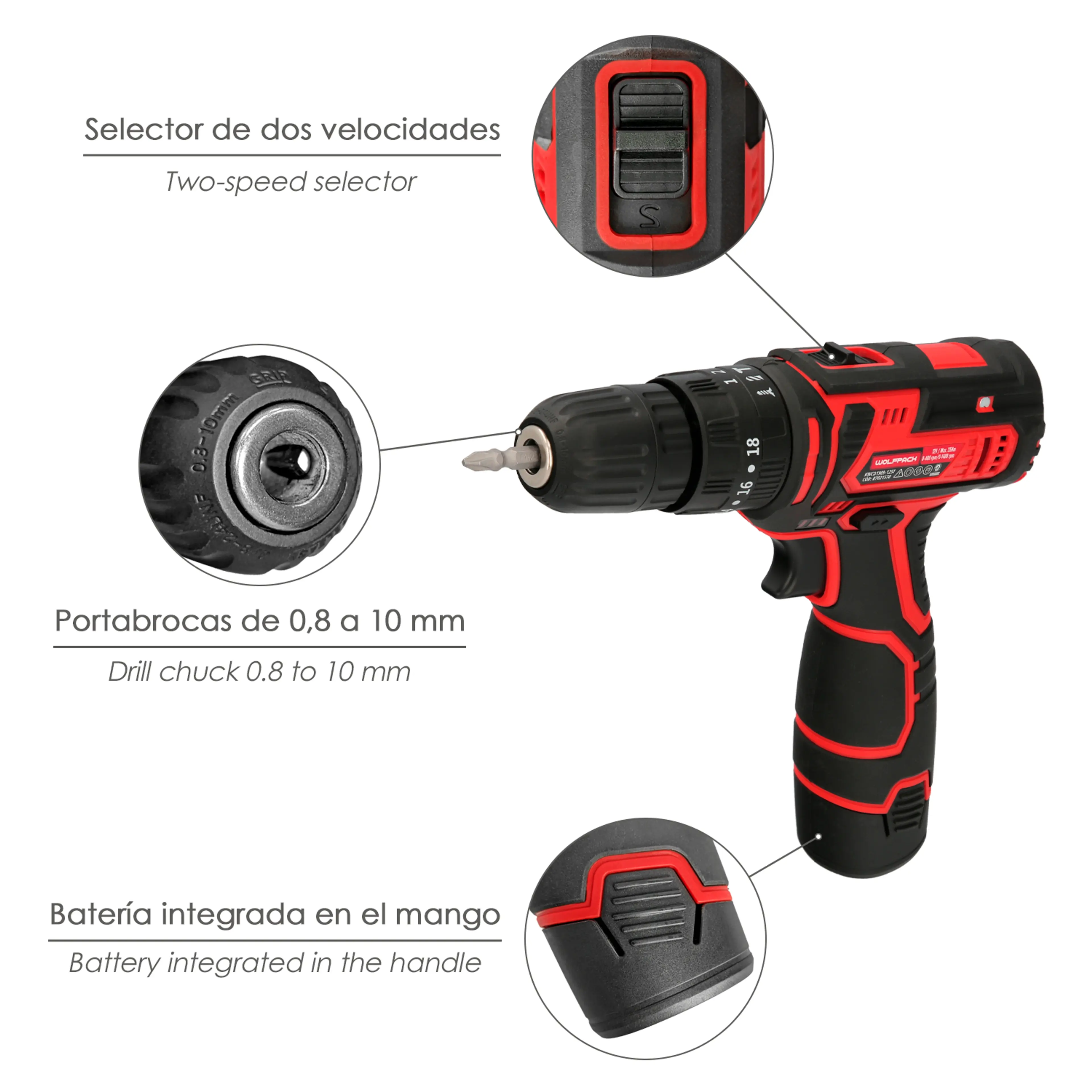 TALADRO ATORNILLADOR 12 V. CON 2 VE
