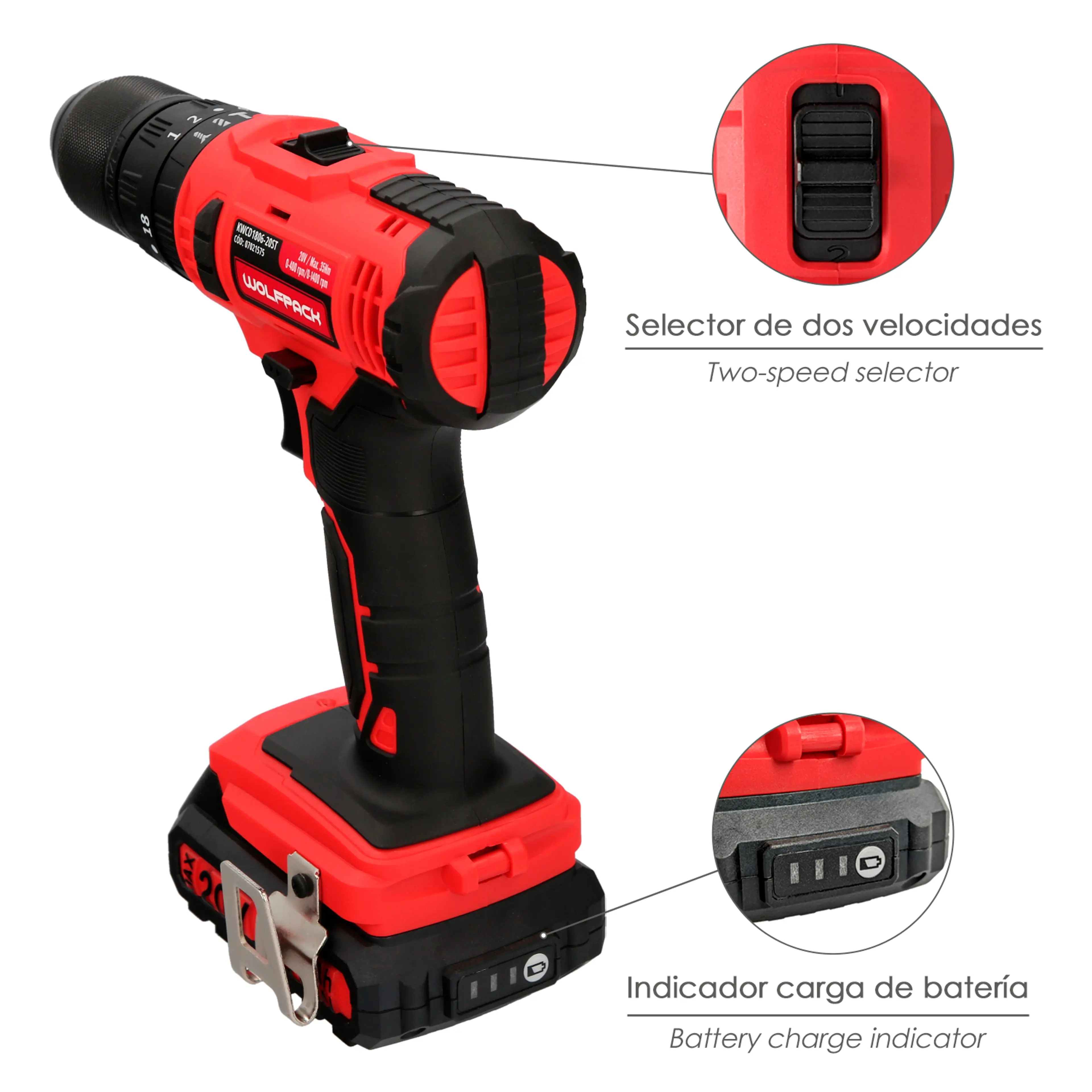 TALADRO ATORNILLADOR 20 V. CON 2 VE