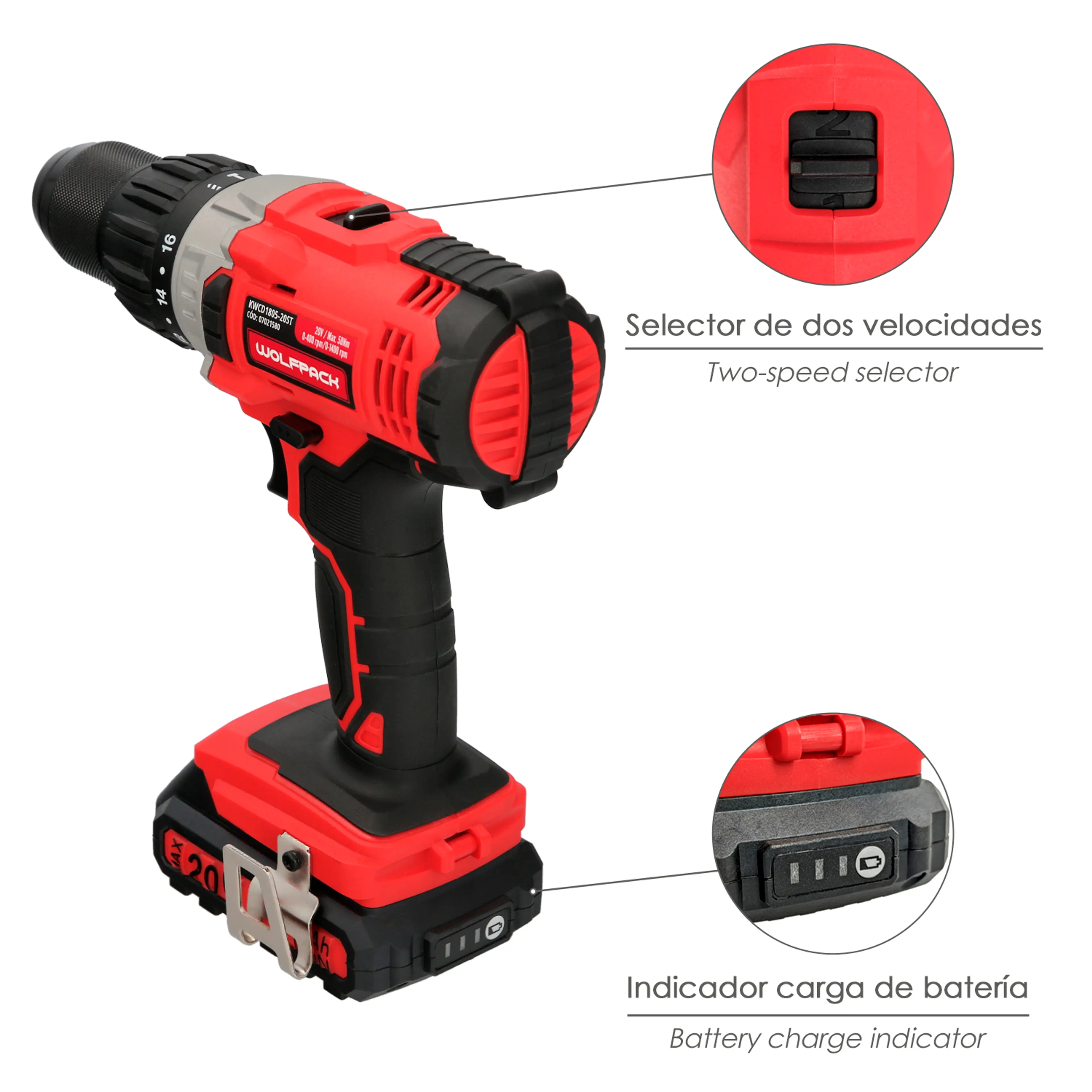 TALADRO ATORNILLADOR 20 V. CON 2 VE