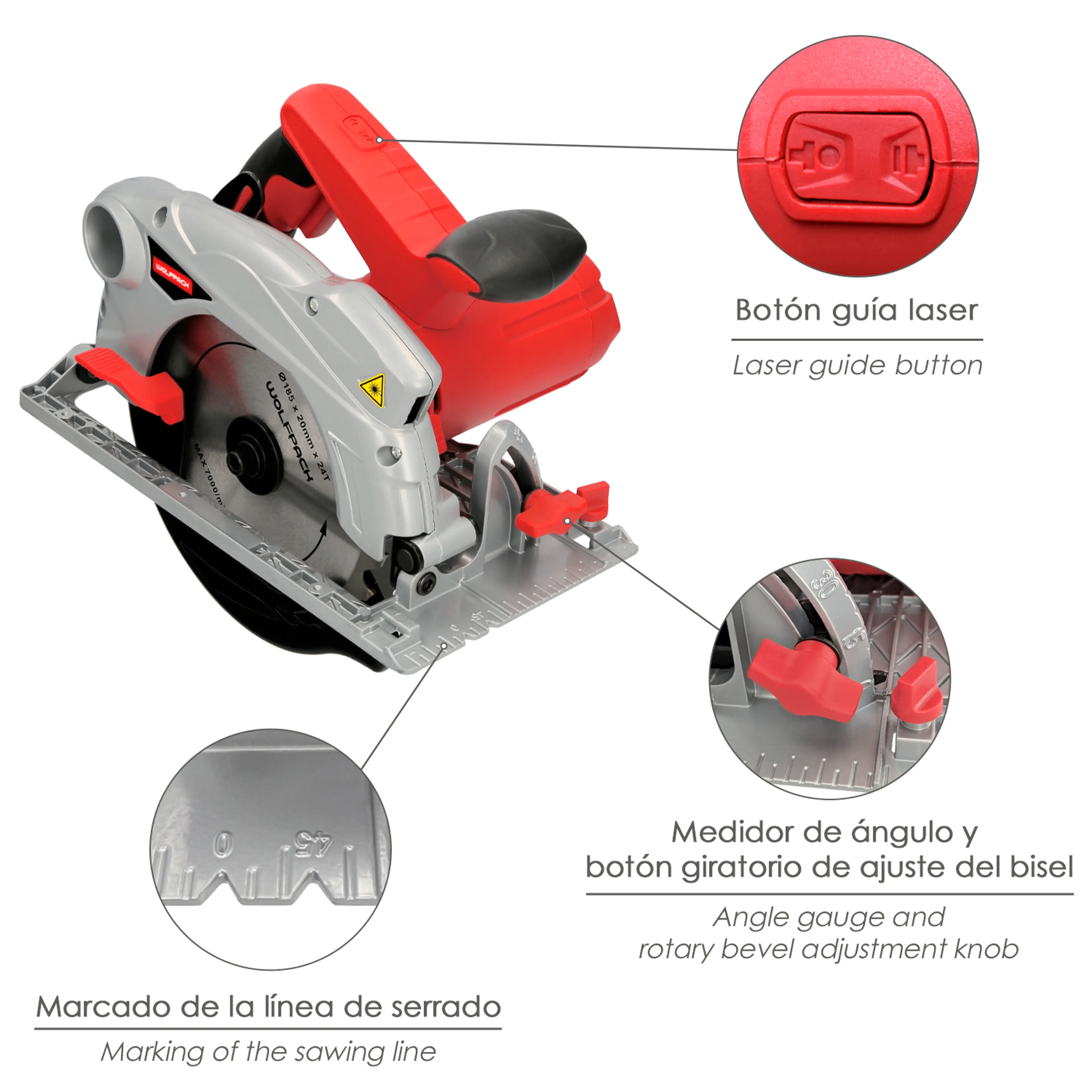 SIERRA CIRCULAR 1500 WATT. CON LASE