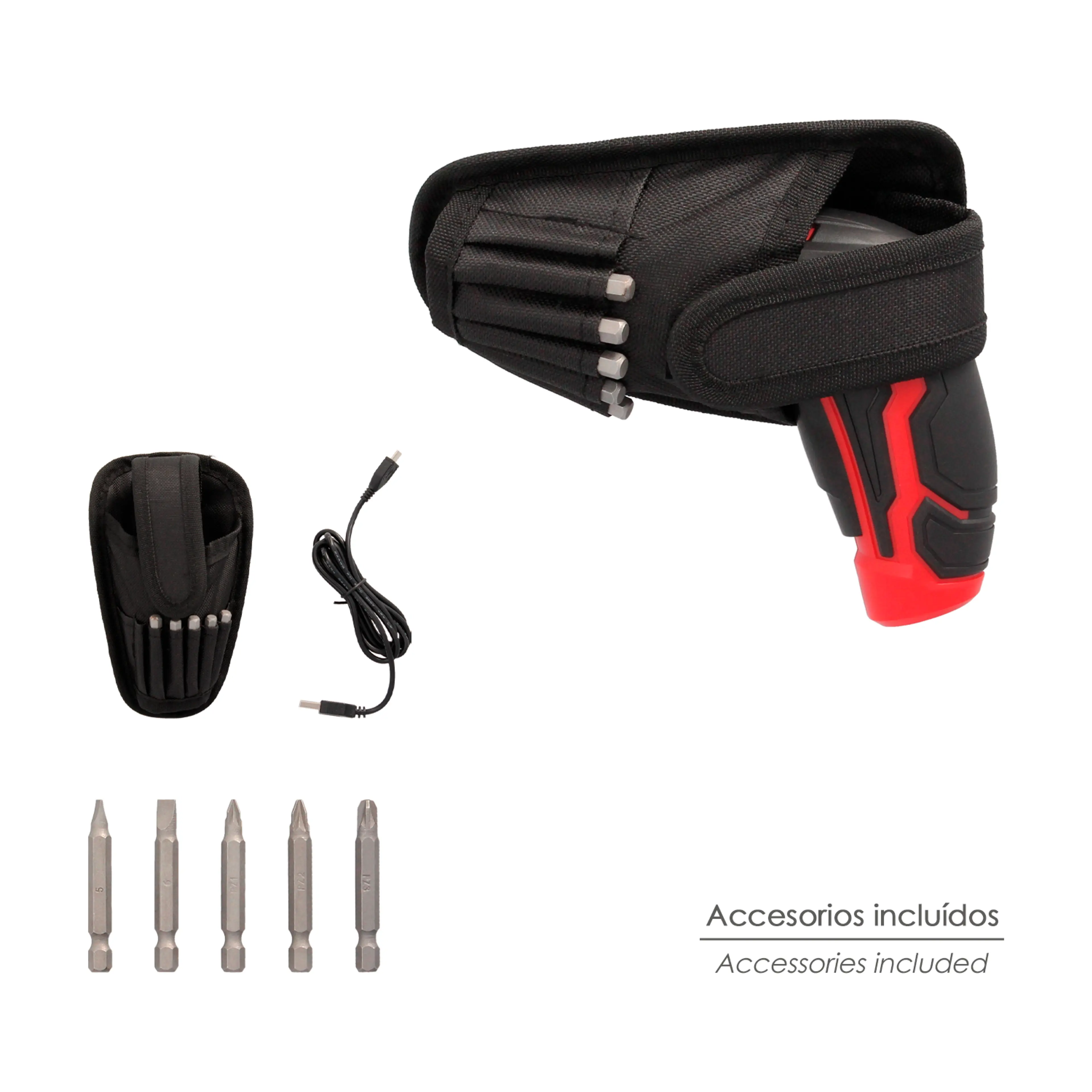 ATORNILLADOR 4 V. CON LED, FUNDA Y 
