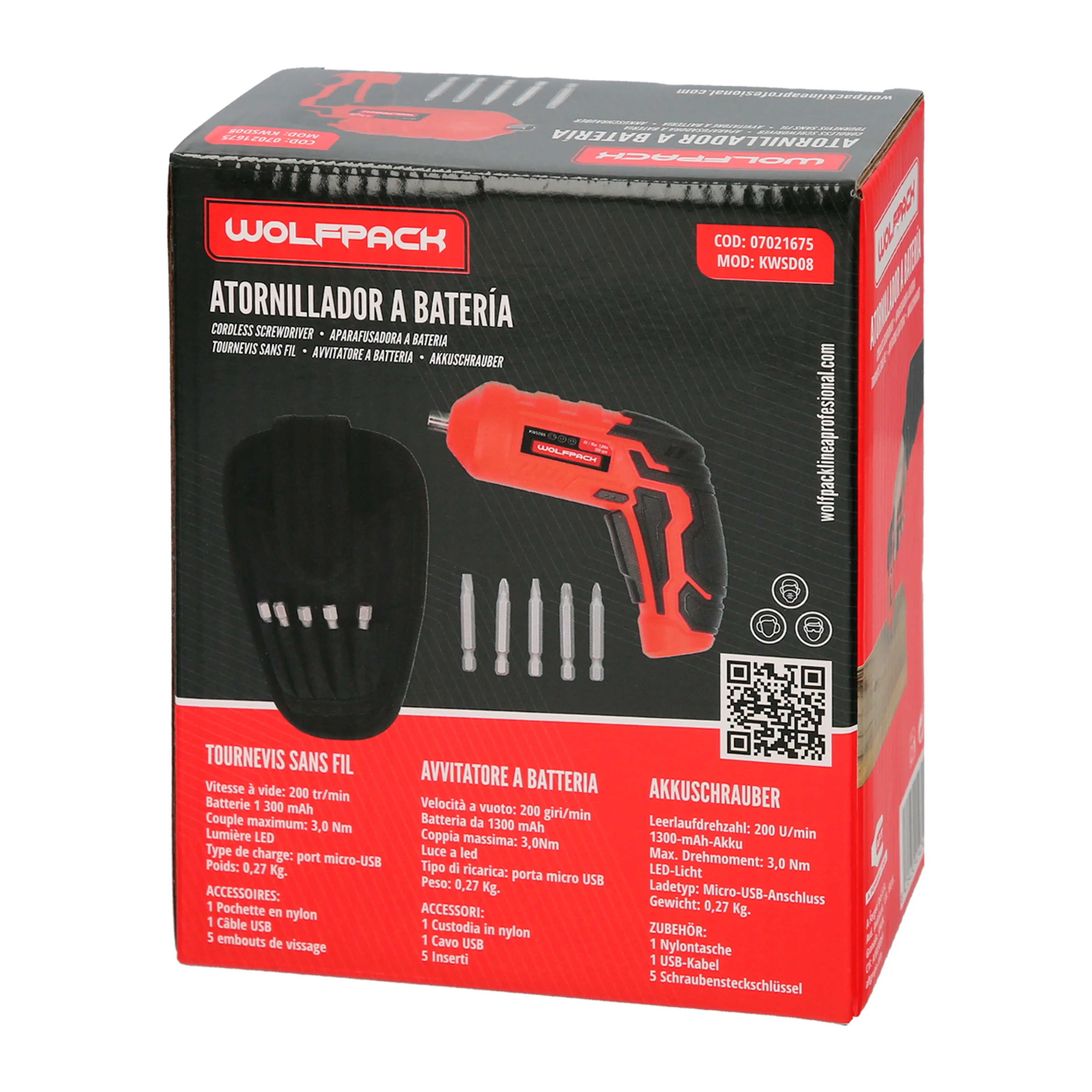 ATORNILLADOR 4 V. CON LED, FUNDA Y 