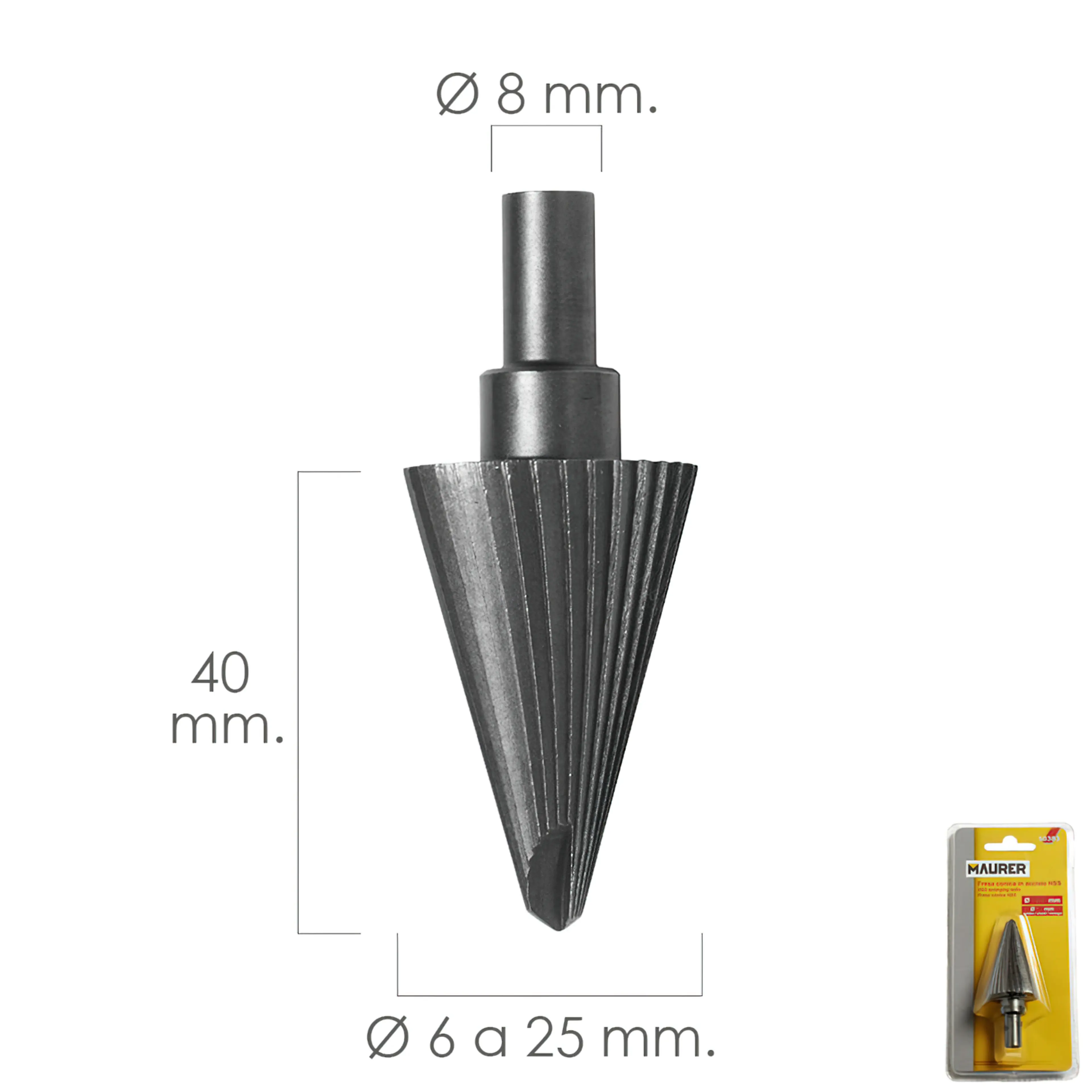 FRESA CONICA HSS Ø 6-25 MM. PARA TA