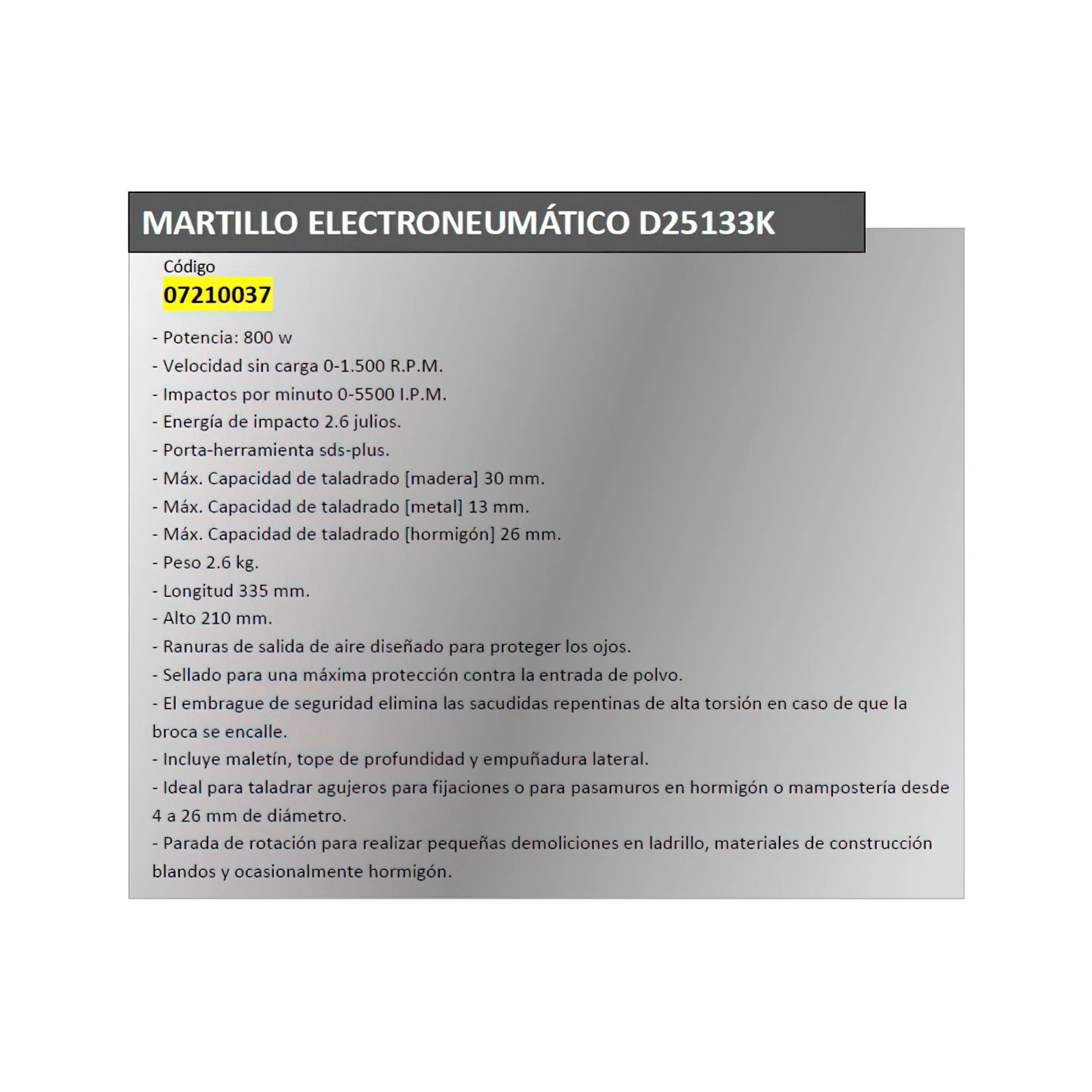 MARTILLO ELECTRONEUMATICO DEWALT  D
