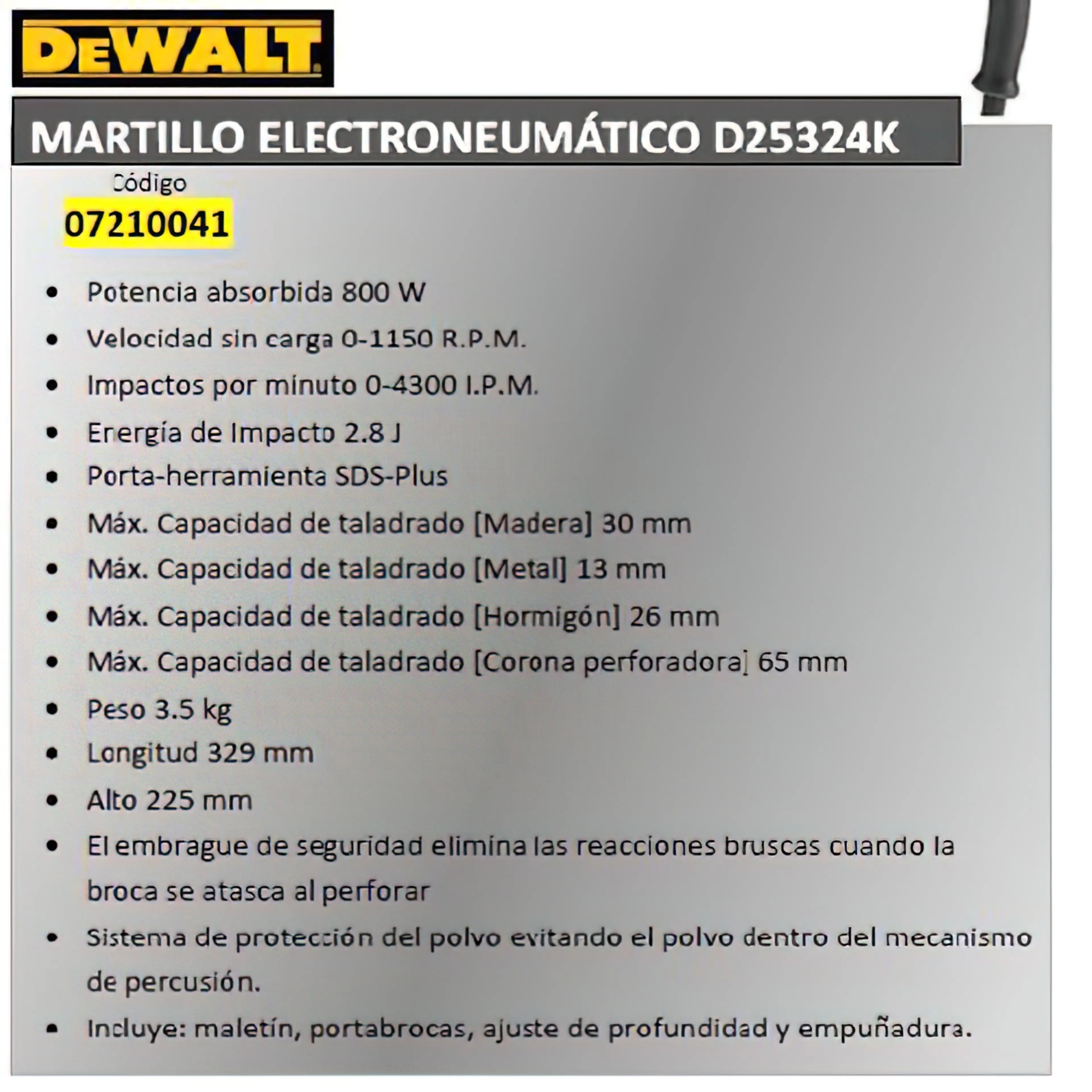 MARTILLO ELECTRONEUMATICO DEWALT D2
