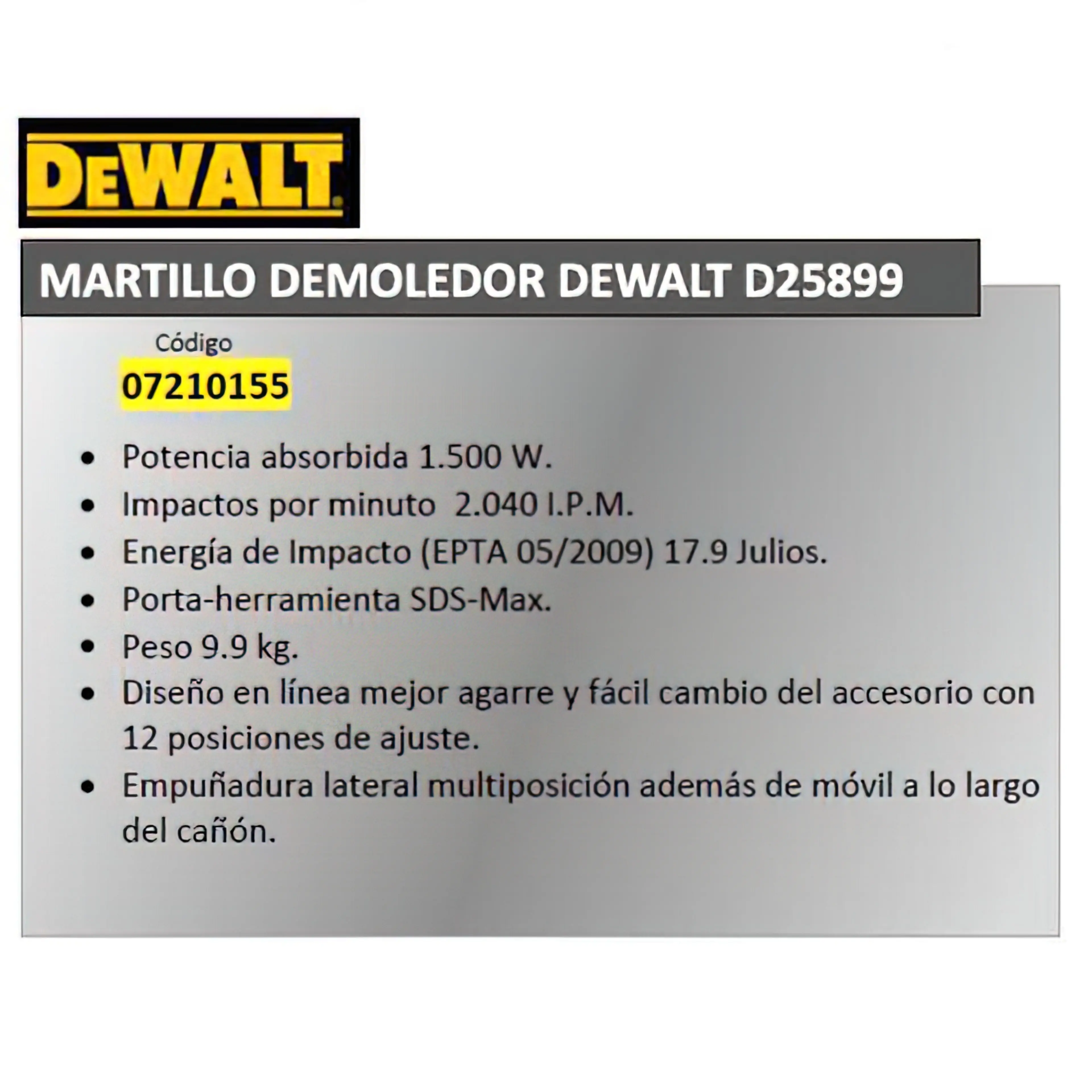 MARTILLO DEMOLEDOR DEWALT D25899K