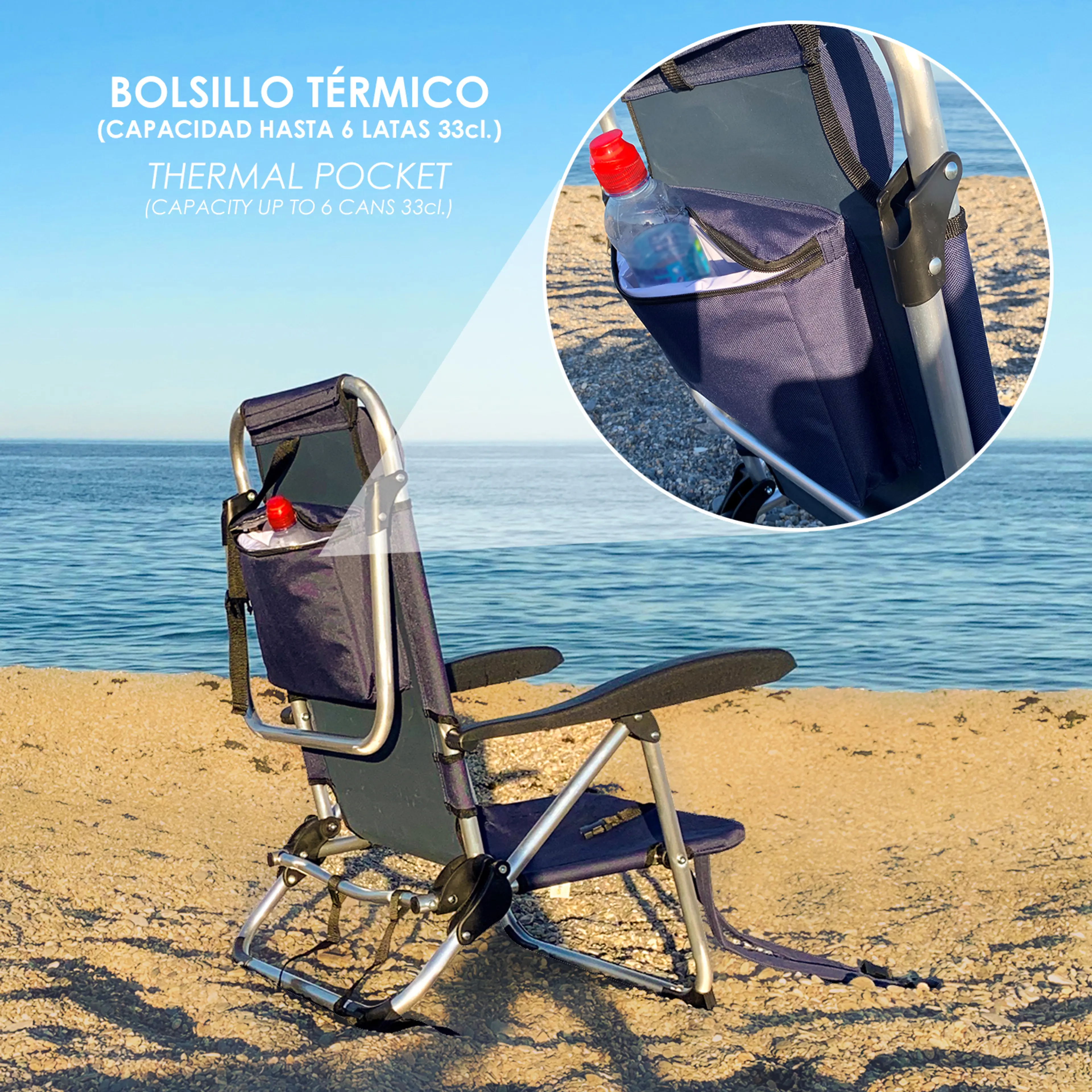 SILLA PLAYA ALUMINIO CON BOLSILLO I