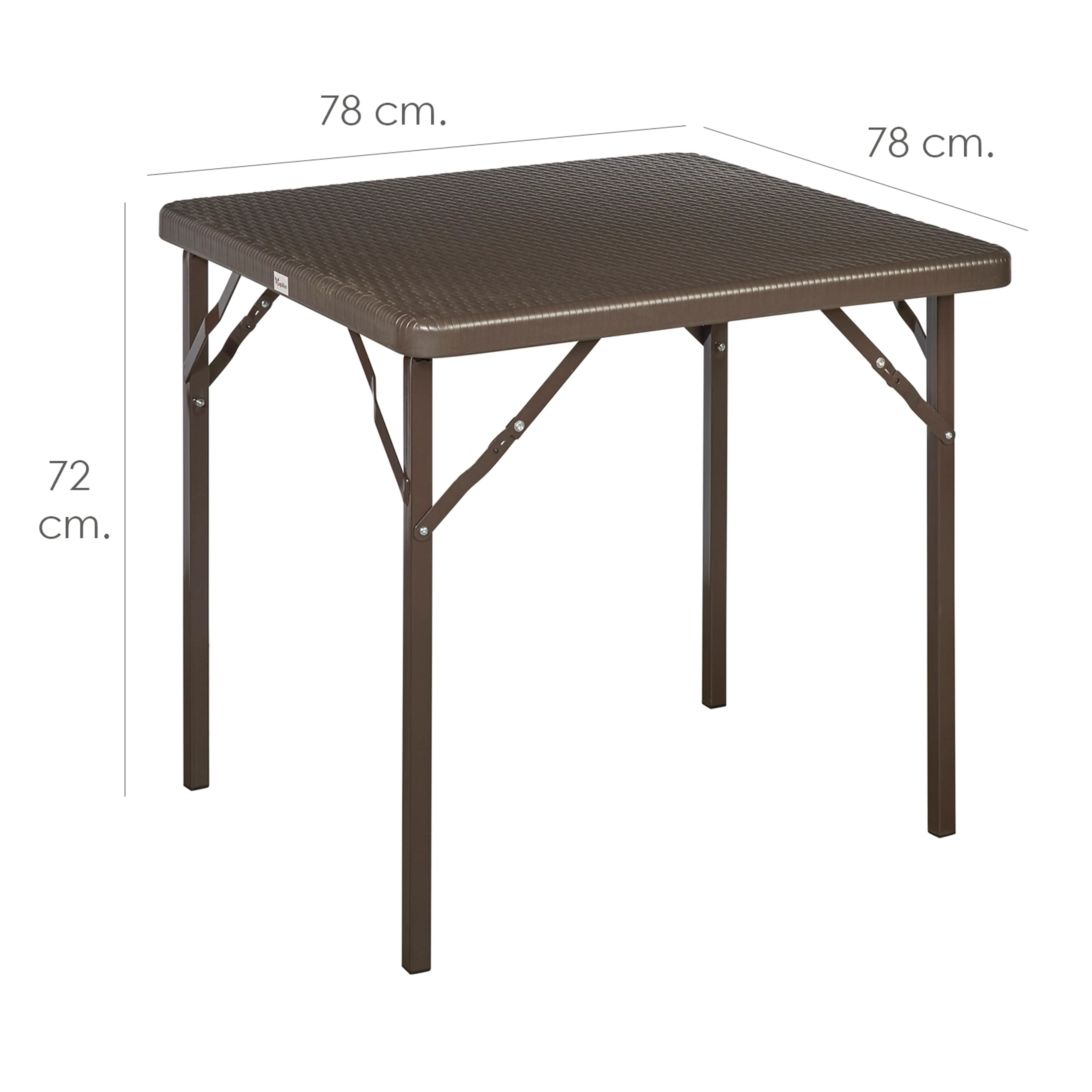 MESA PLEGABLE CUADRADA MARRON 78X78