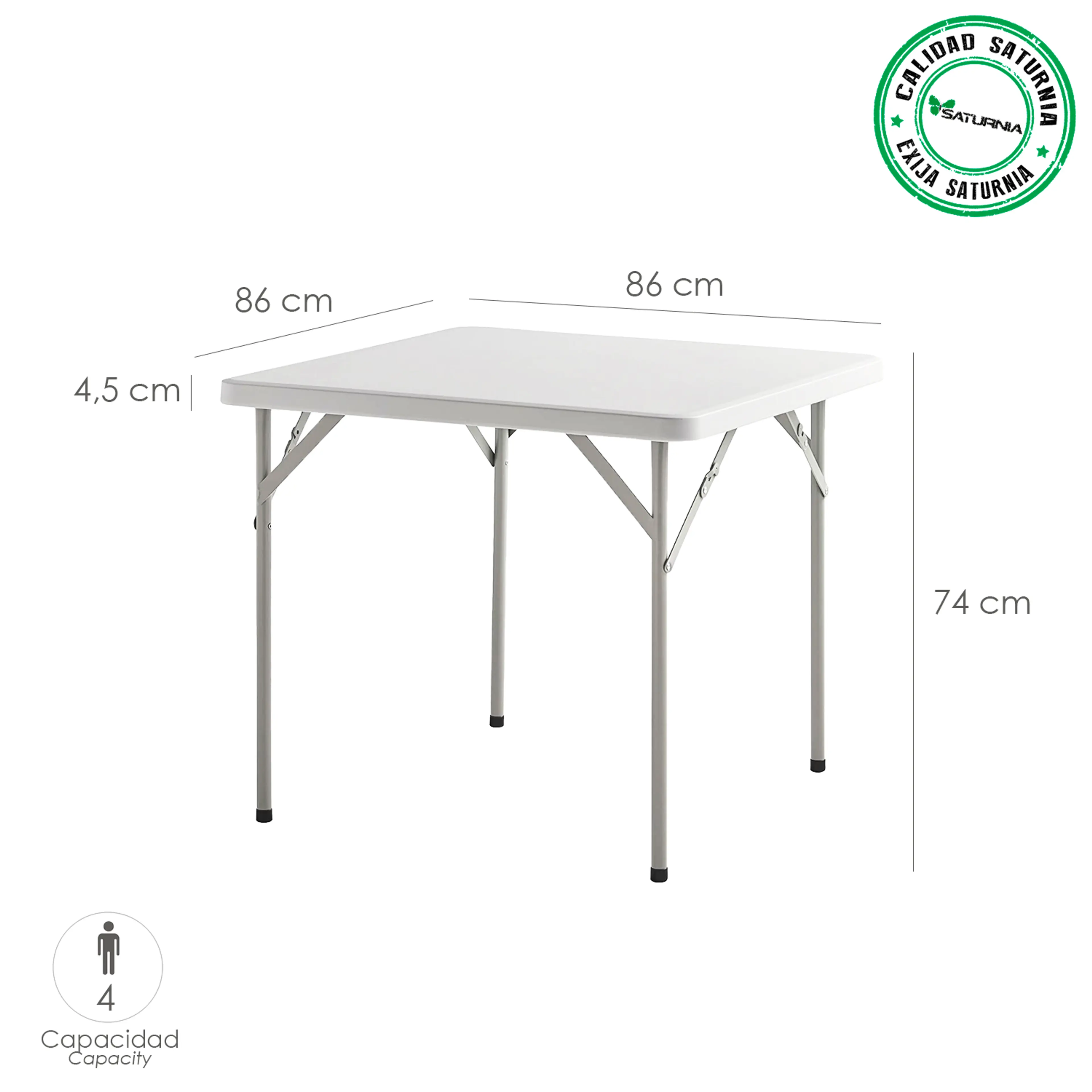 MESA PLEGABLE CUADRADA 86X86X74 CM.