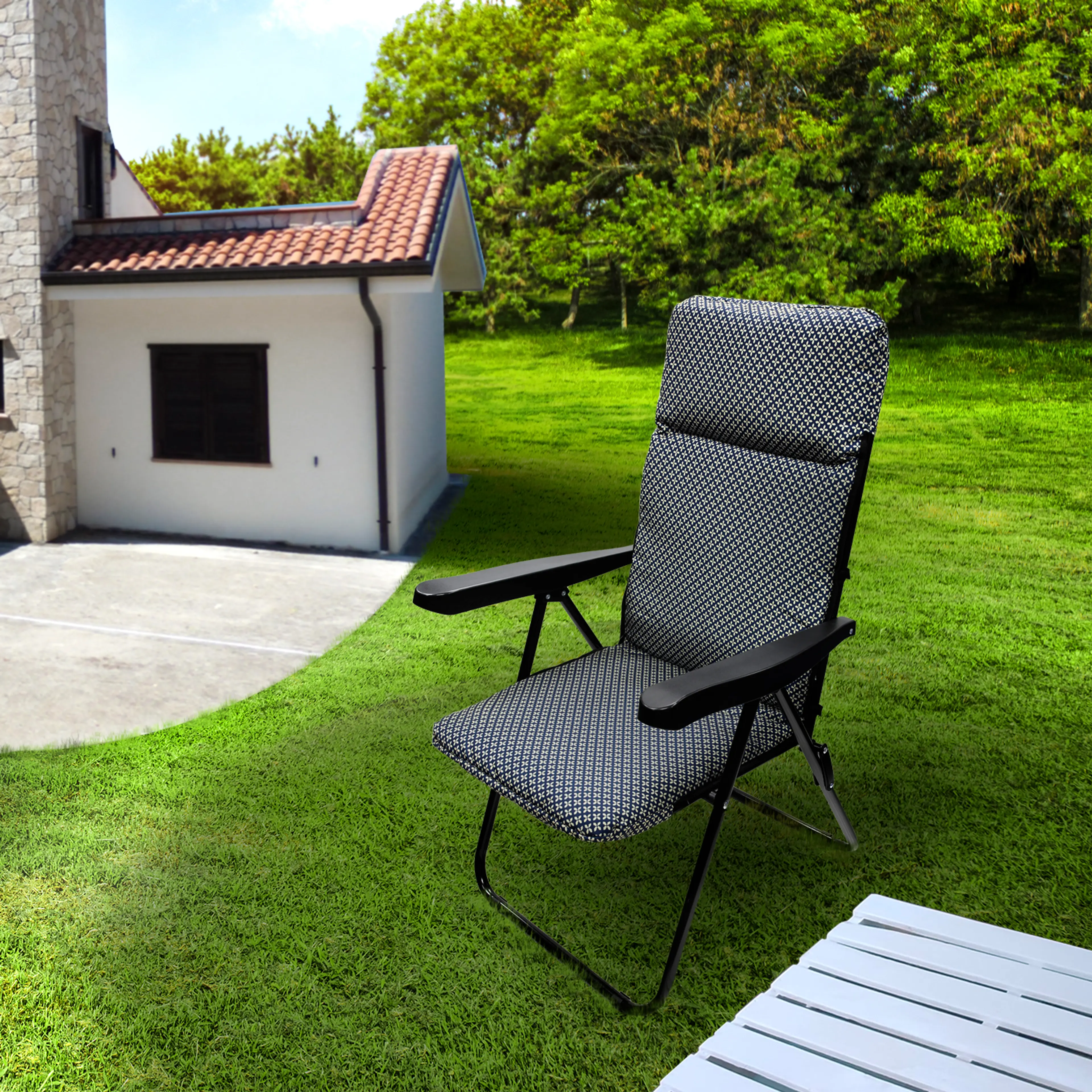 SILLA PLAYA ACOLCHADA ACERO 5 POSIC