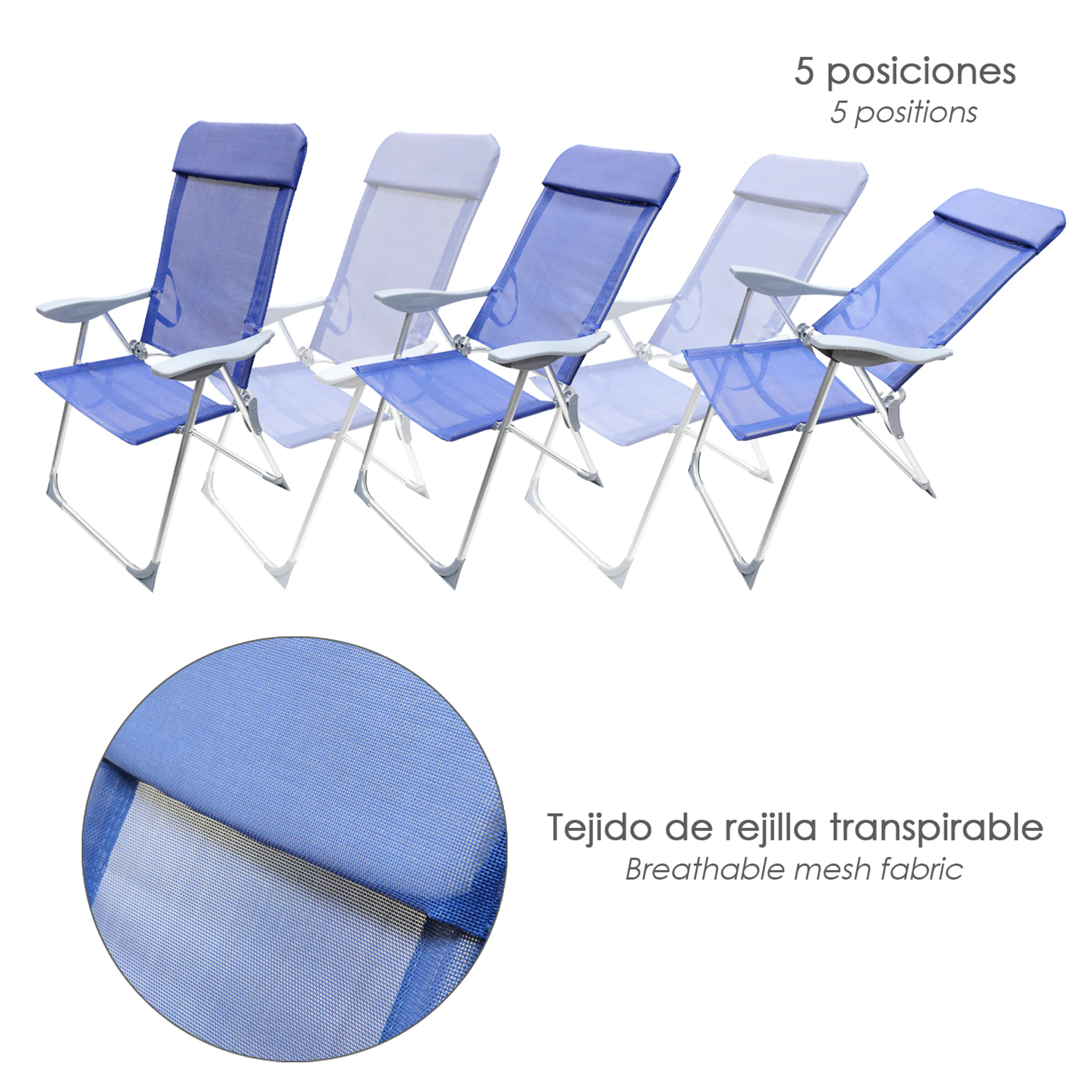 SILLA PLAYA ALUMINIO 5 POSICIONES A
