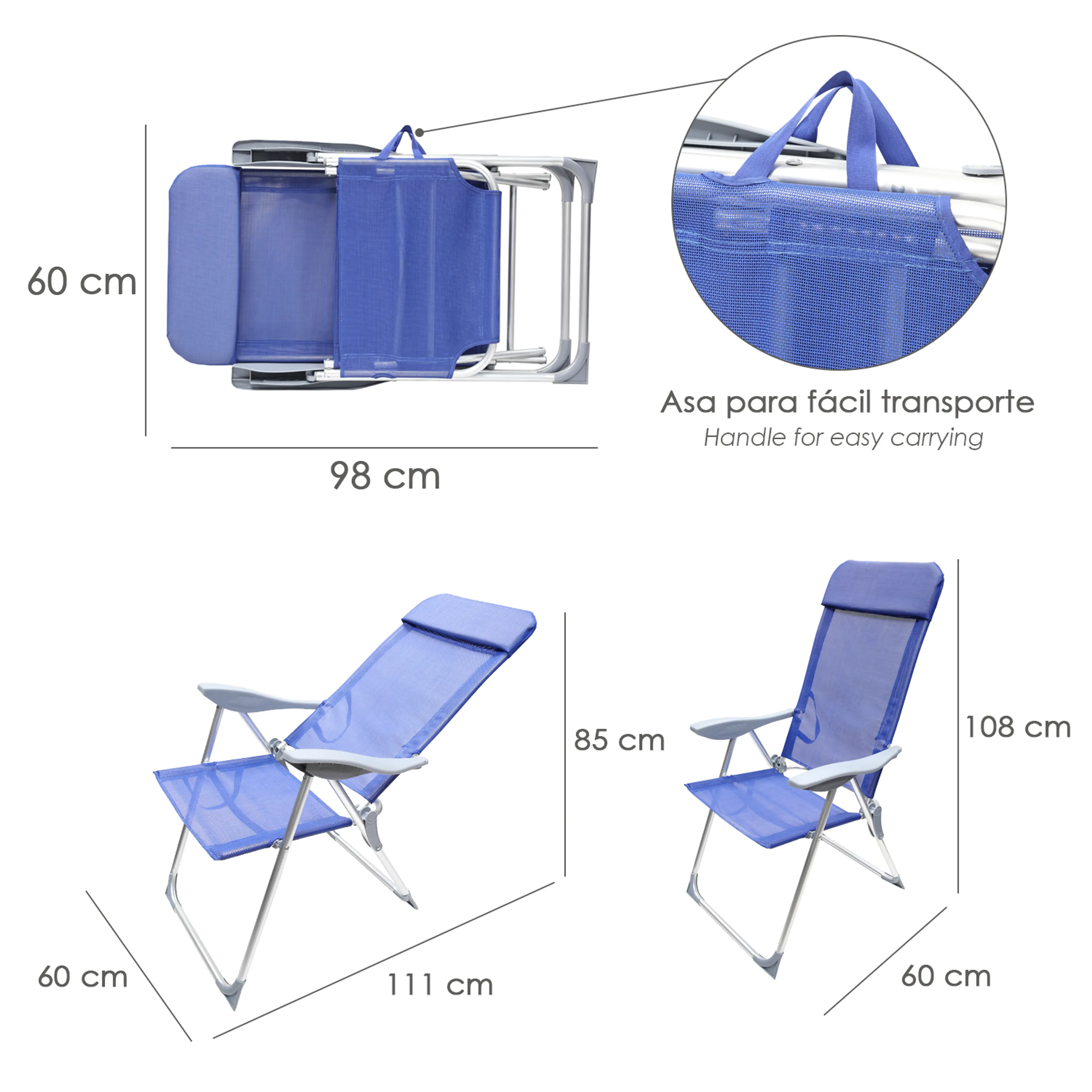 SILLA PLAYA ALUMINIO 5 POSICIONES A