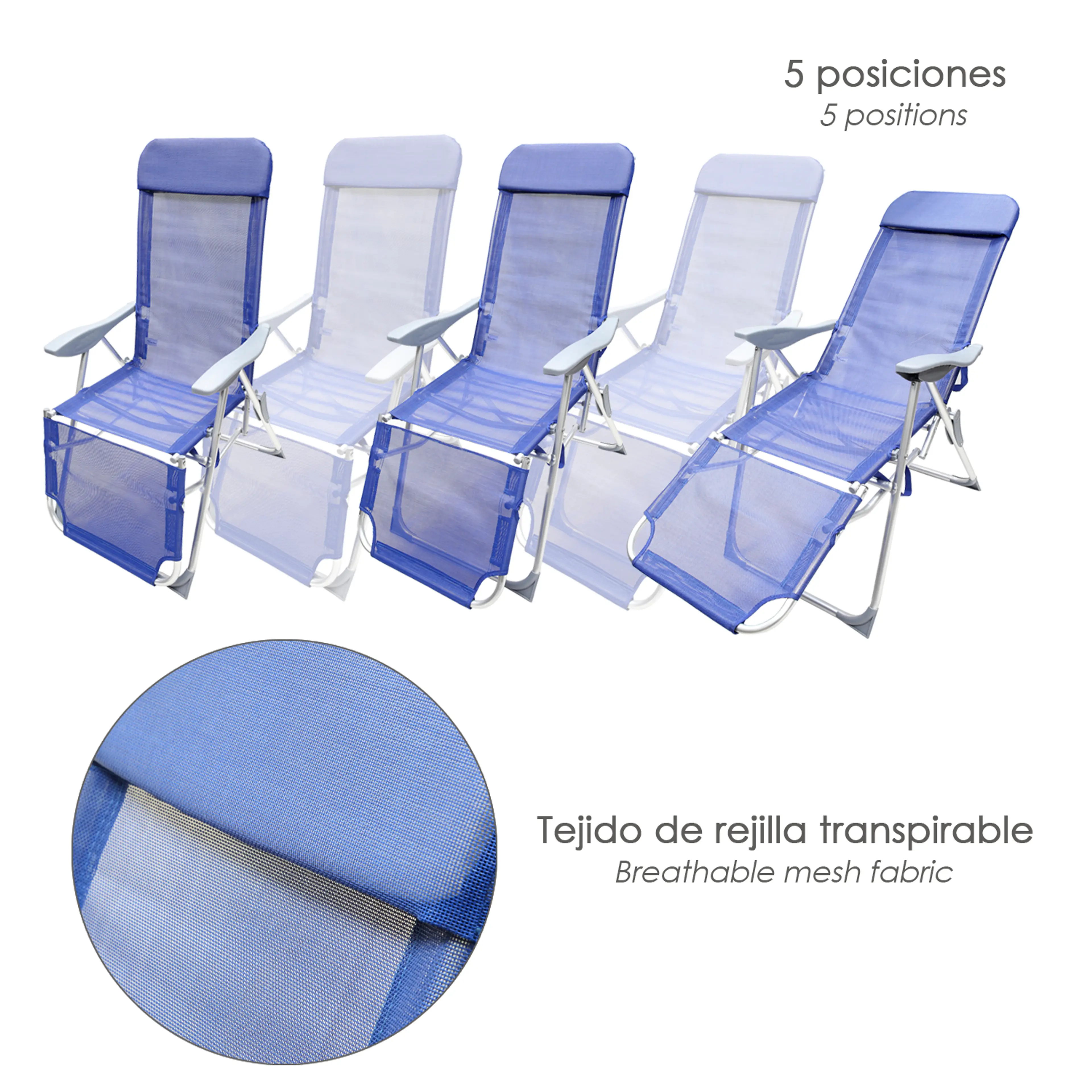 SILLA PLAYA ALUMINIO 5 POSICIONES A