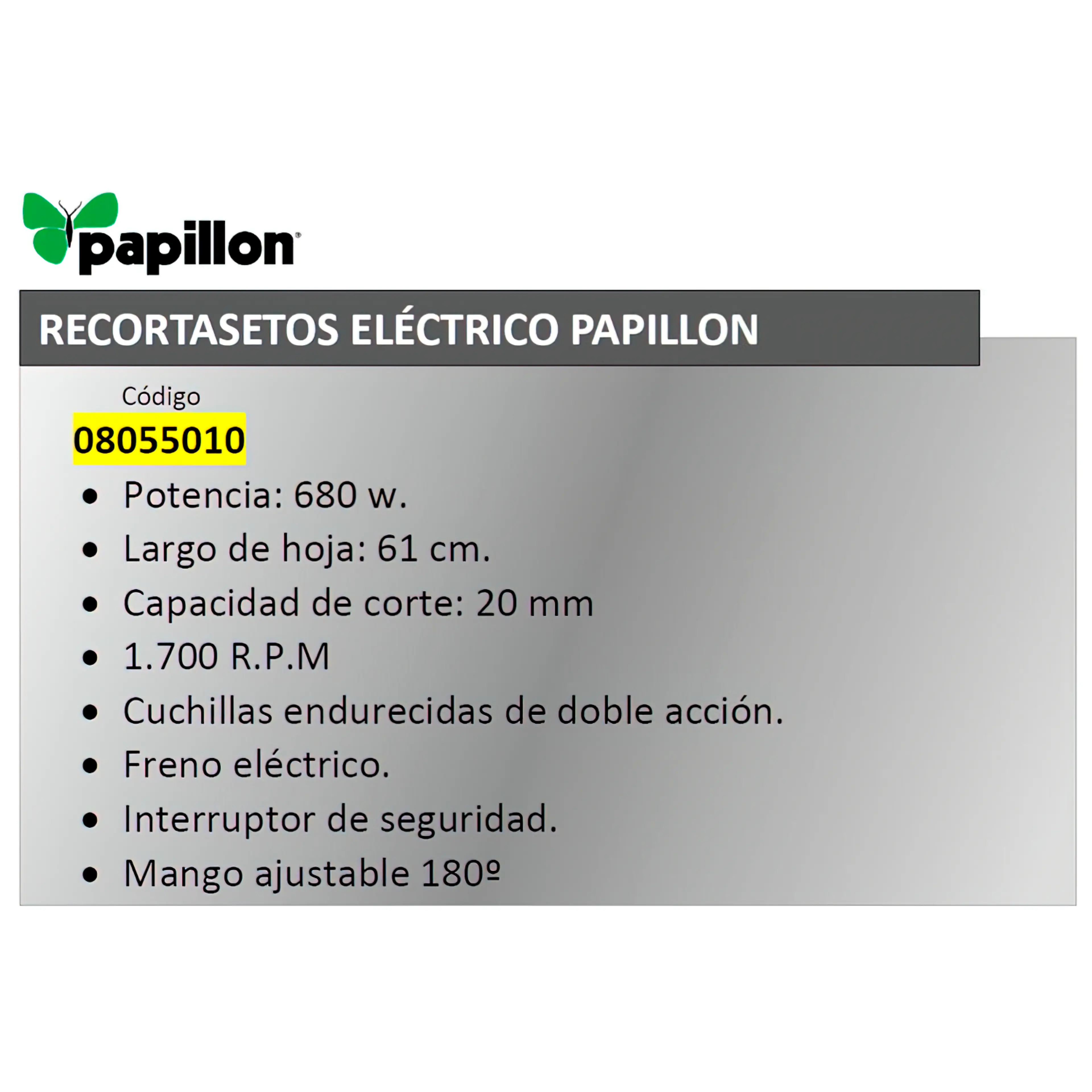 RECORTASETOS PAPILLON 680 W. HOJA 6