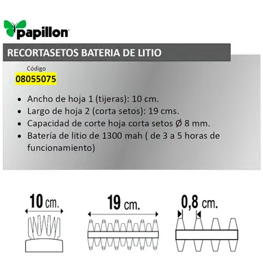 RECORTASETOS PAPILLON BATERIA LITIO