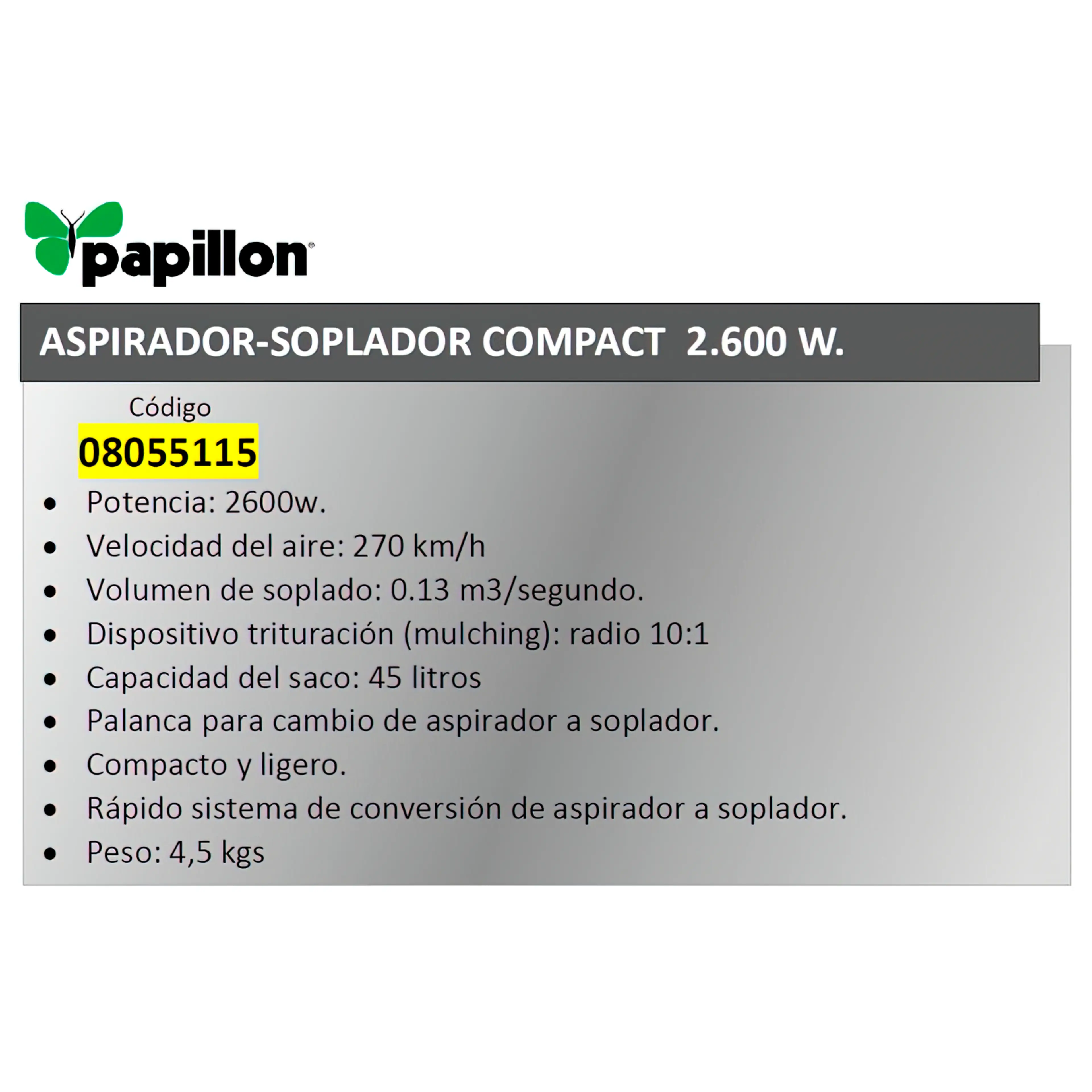 ASPIRADOR /SOPLADOR PAPILLON COMPAC