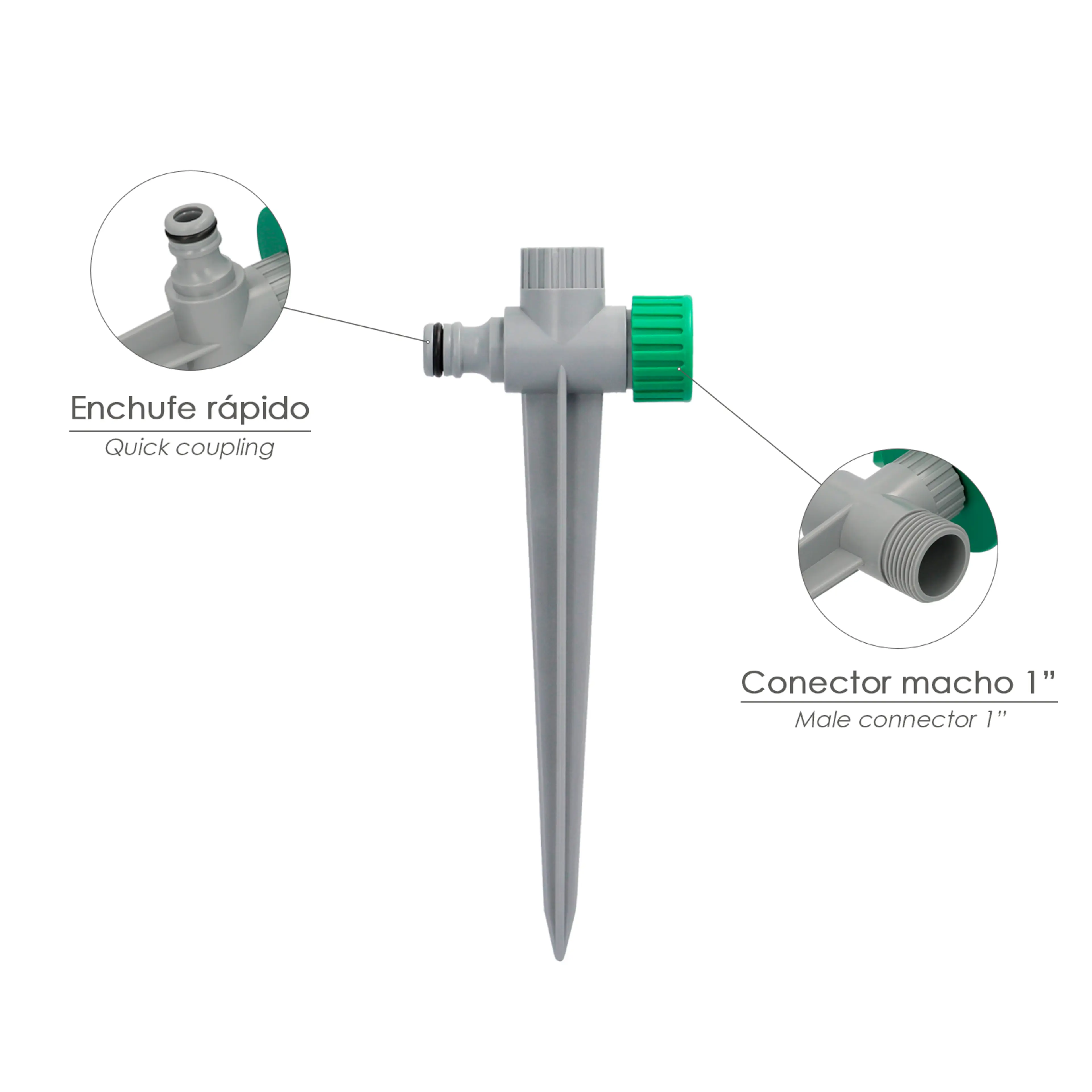 ASPERSOR PLÁSTICO 3 BRAZOS CON PINC