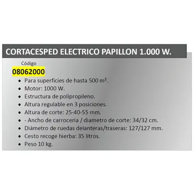 CORTACESPED ELECTRICO PAPILLON 1000