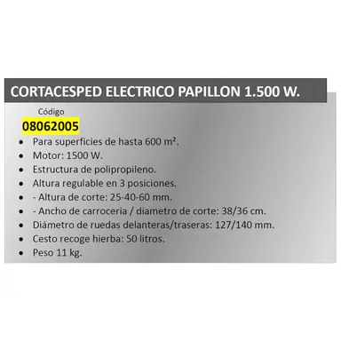 CORTACESPED ELECTRICO PAPILLON 1500