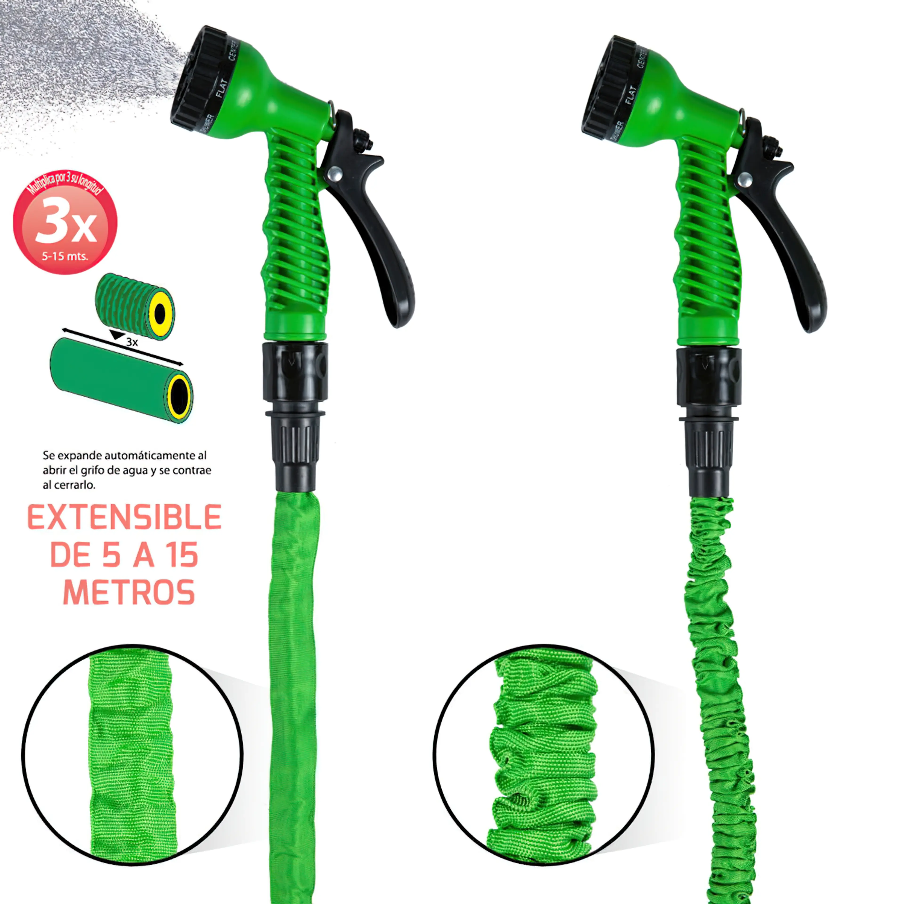 MANGUERA EXTENSIBLE RIEGO  5 A 15 M