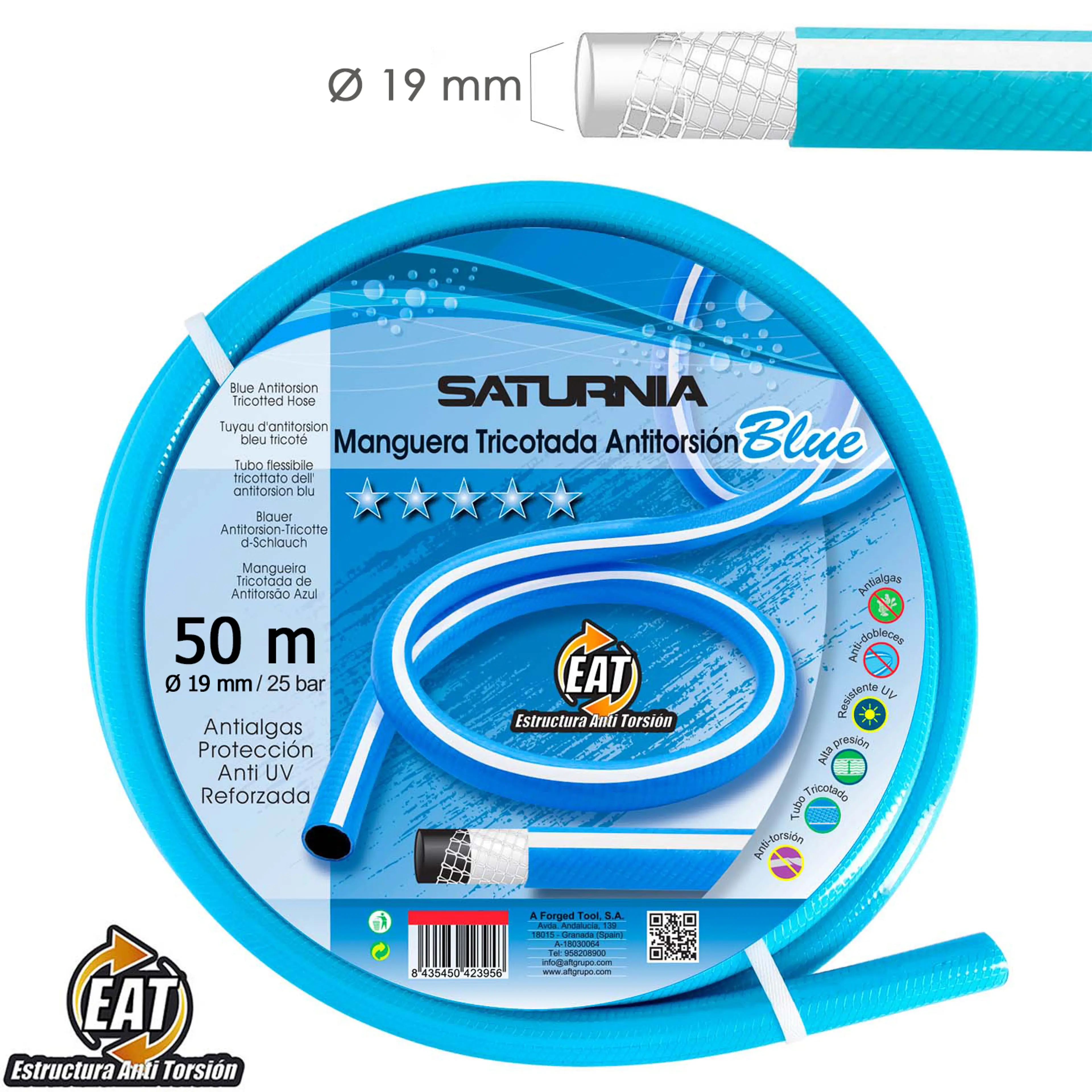 MANGUERA TRICOTADA NO TORSION BLUE 