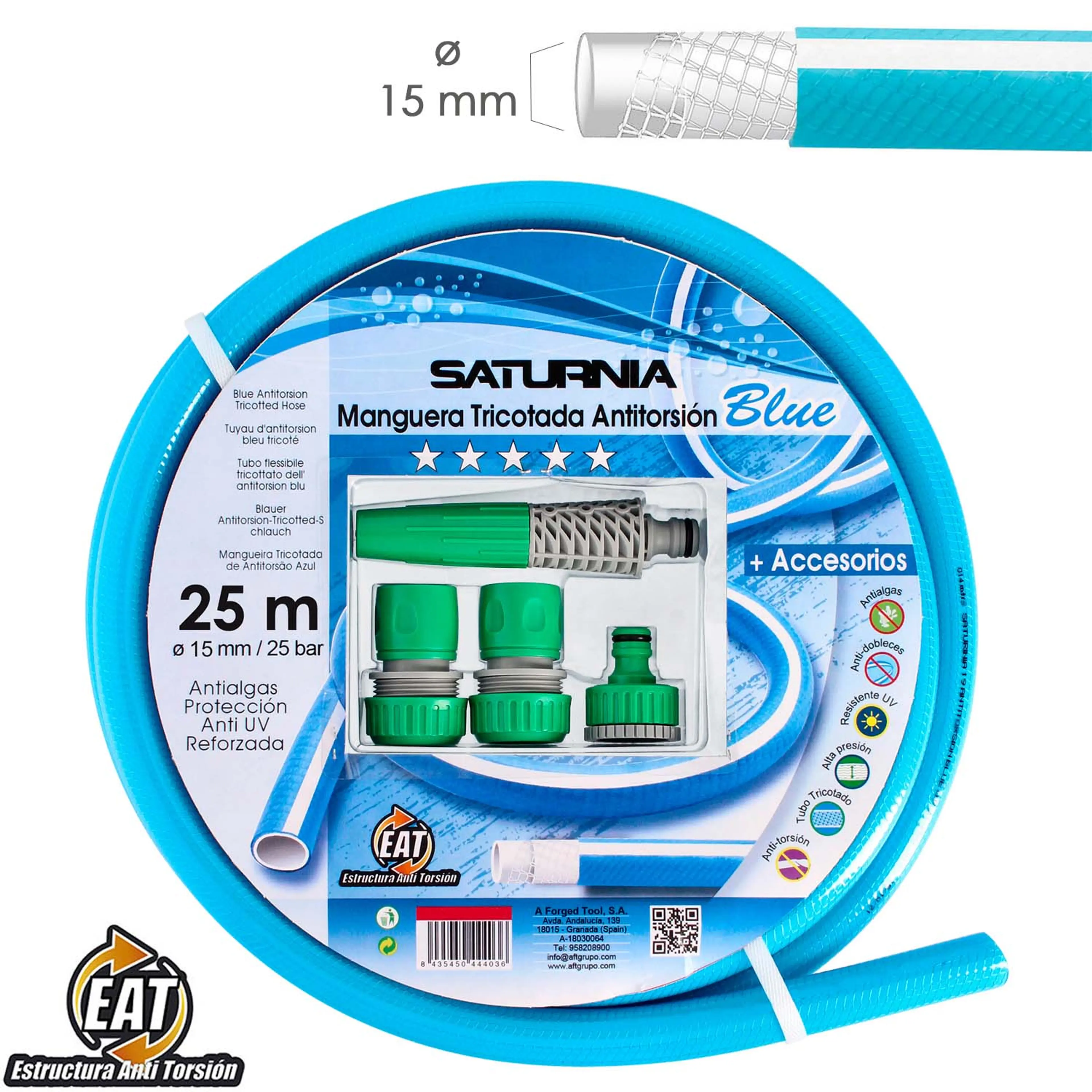 MANGUERA TRICOTADA NO TORSION BLUE 
