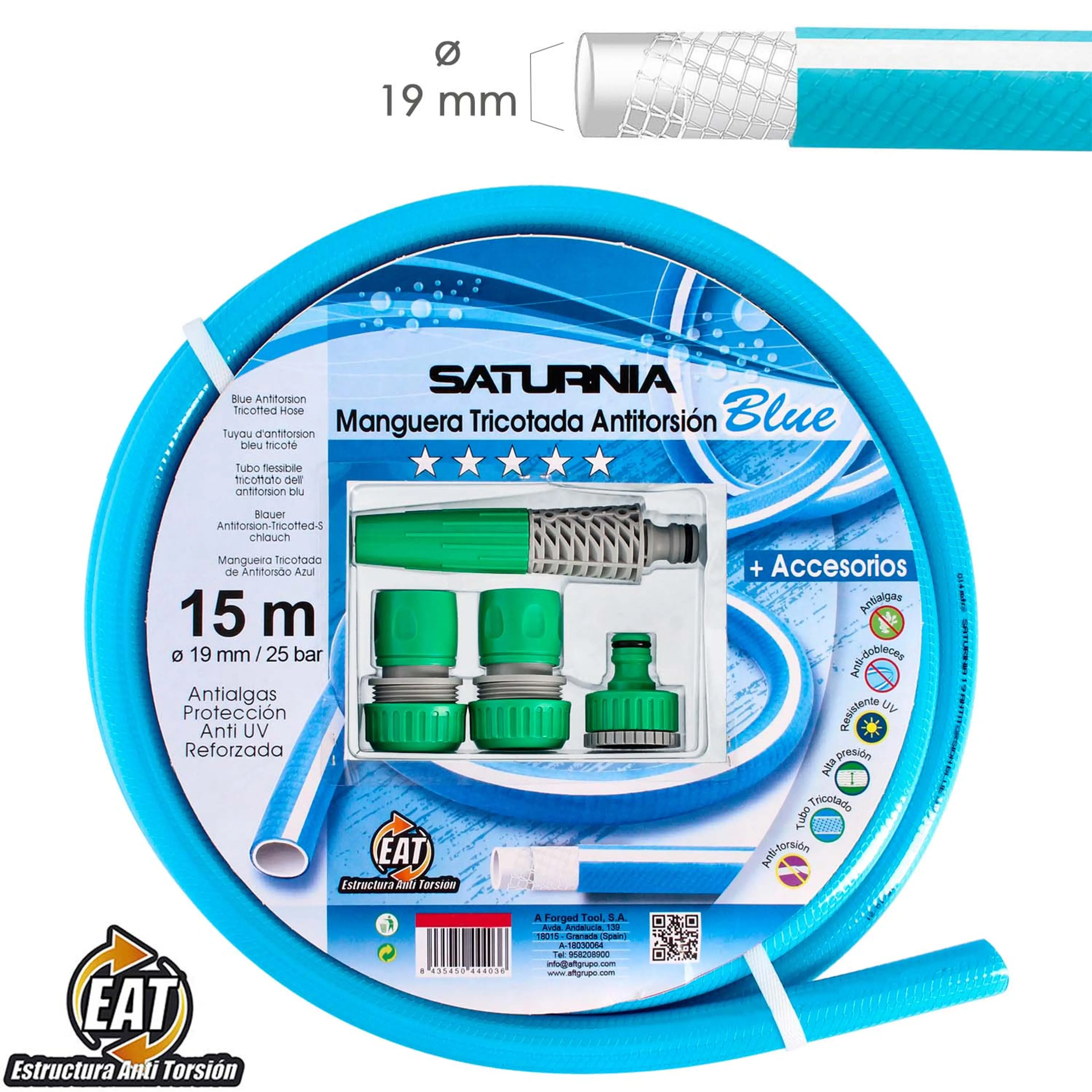 MANGUERA TRICOTADA NO TORSION BLUE 