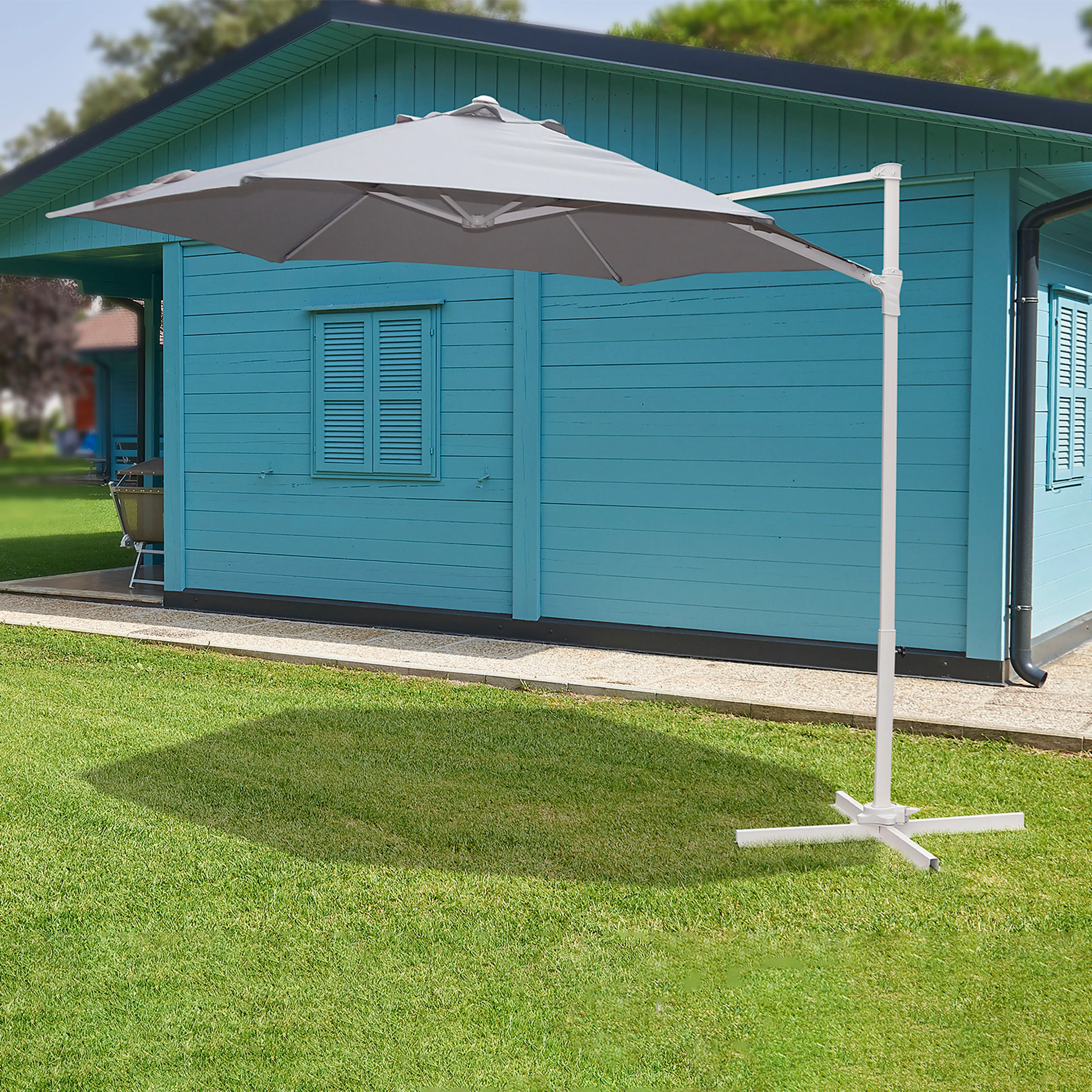 SOMBRILLA JARDIN  PIE LATERAL BLANC