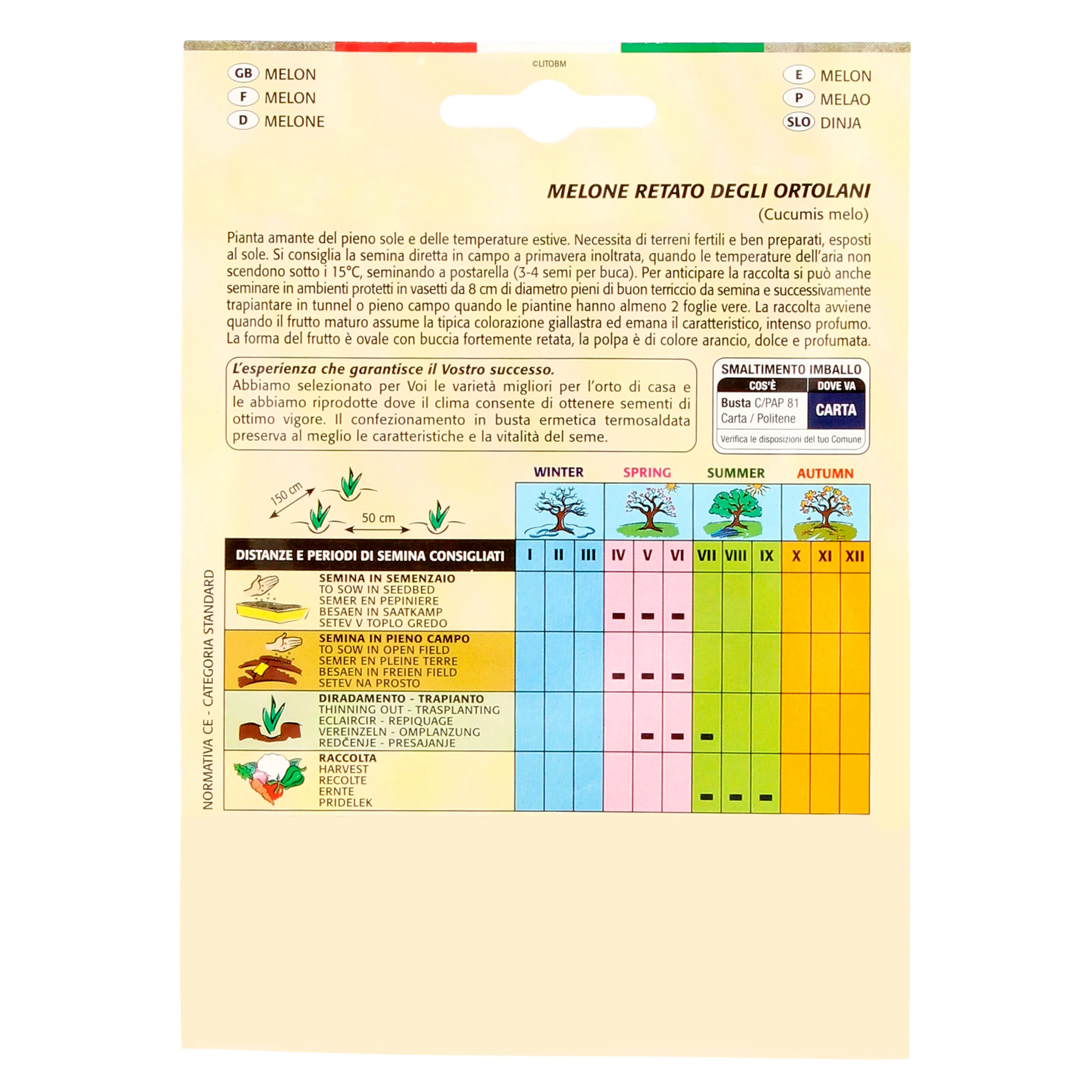 SEMILLAS MELON CANTALUPO (3 GRAMOS)