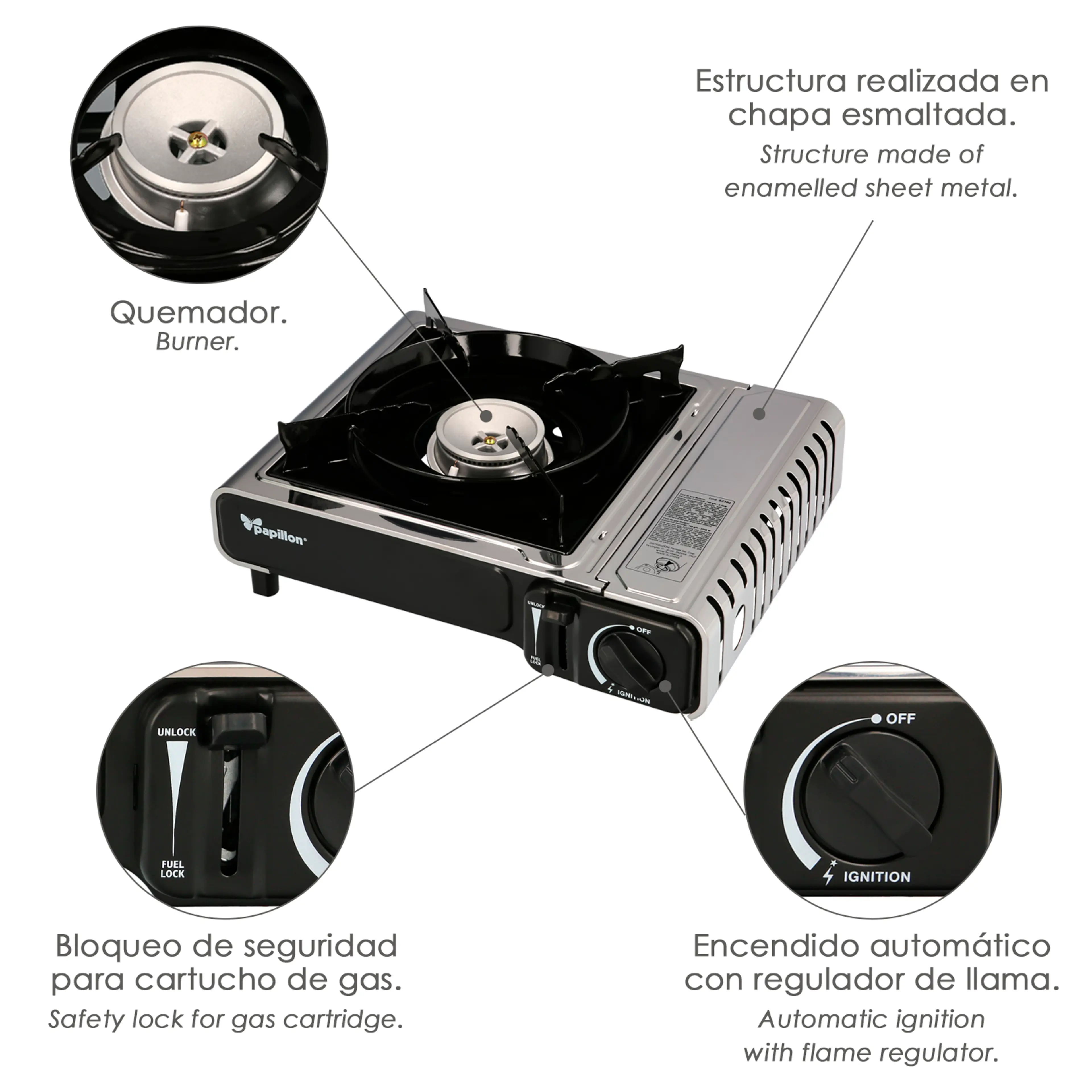 COCINA GAS A CARTUCHO CON MALETIN. 