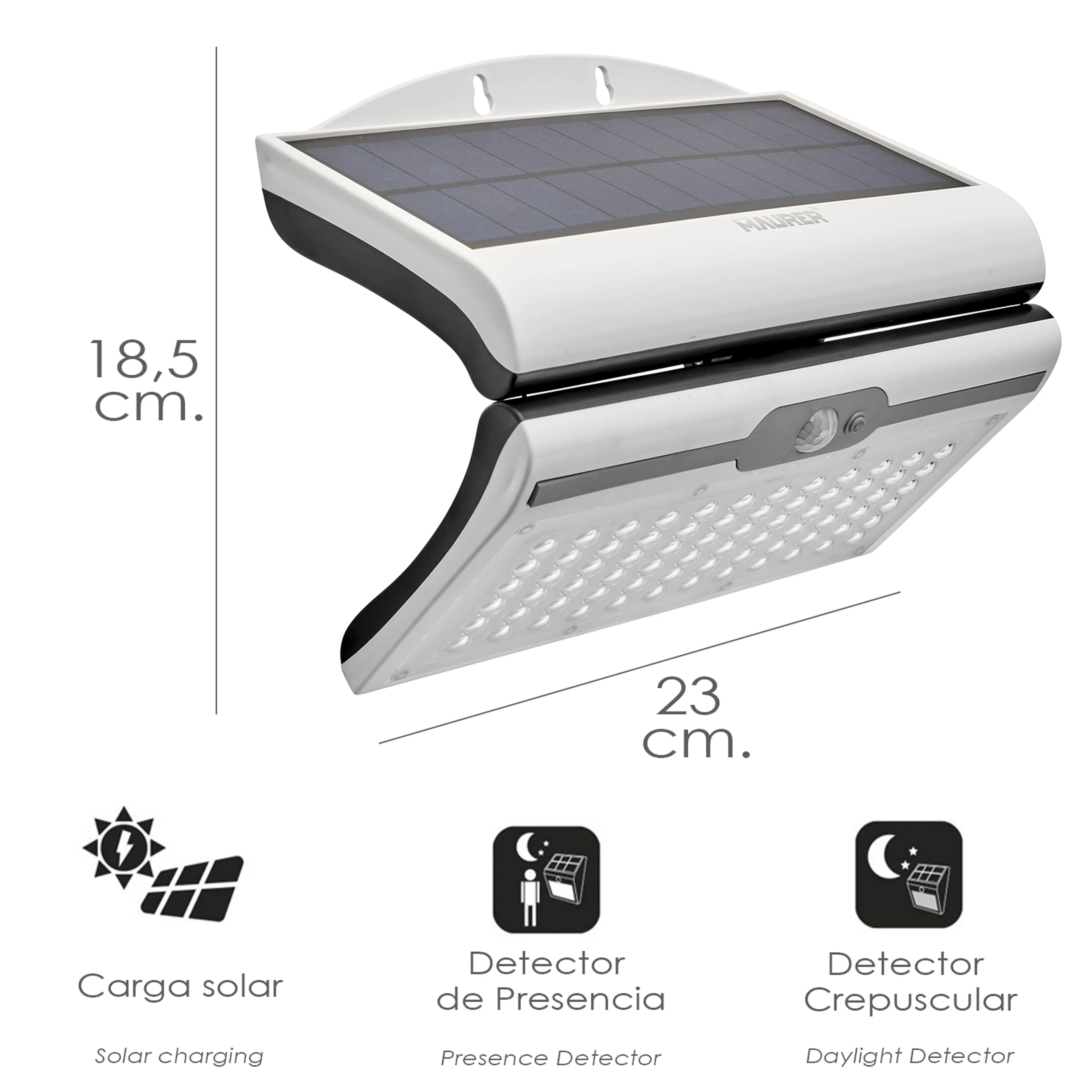 APLIQUE SOLAR LED JARDIN BLANCA CON