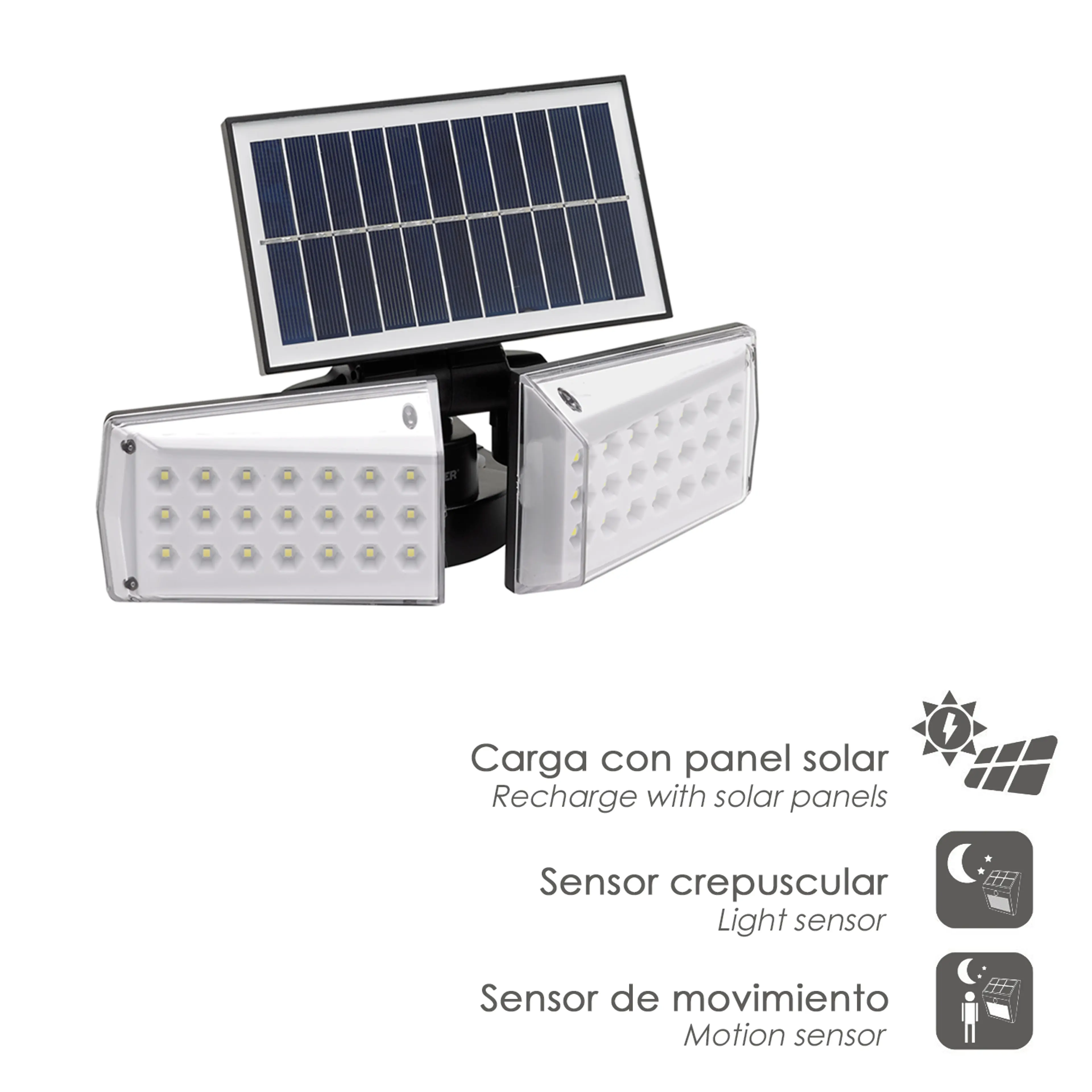 APLIQUE SOLAR LED DOBLE CON SENSOR 