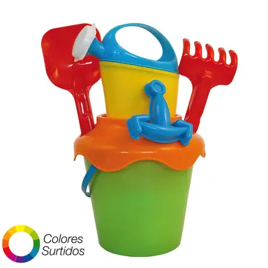 CUBO PLAYA CON REGADERA, PALA Y RAS